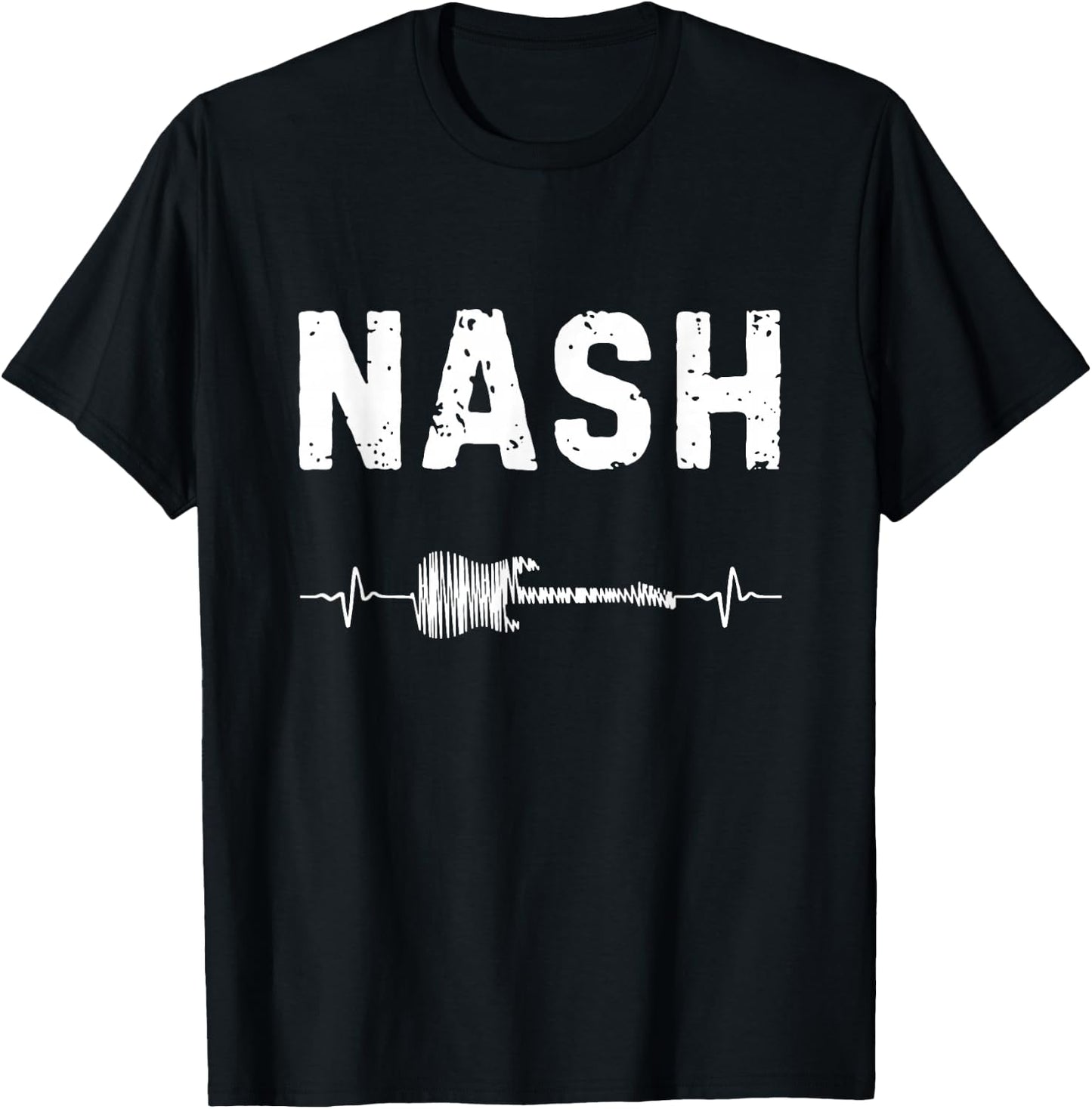 Nash Guitar Heartbeat Music Guitarist Retro Vintage T-Shirt - T-Shirt | Black