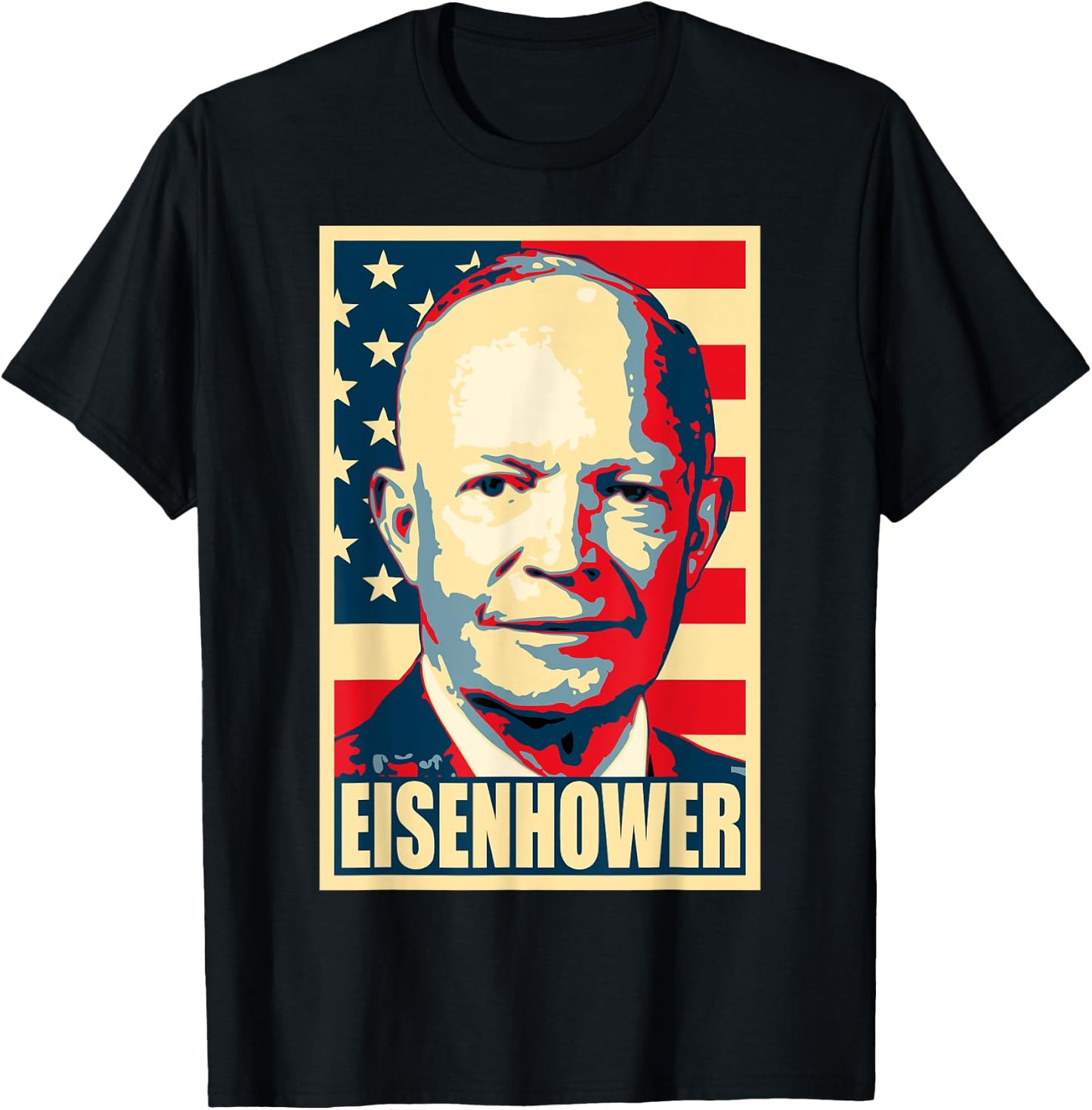 History And Politics Store Dwight D. Eisenhower Propaganda - Black - Small - Short Sleeve - Political Theme T-Shirt - T-Shirt | Black