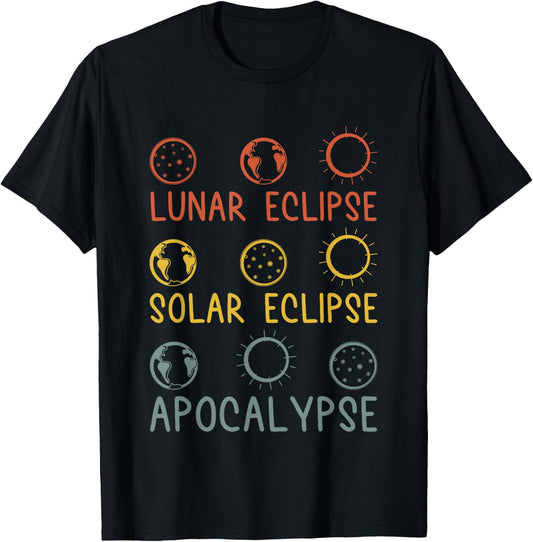 Solar Lunar Eclipse Apocalypse Celestial Event Diagram T-Shirt - T-Shirt | Black