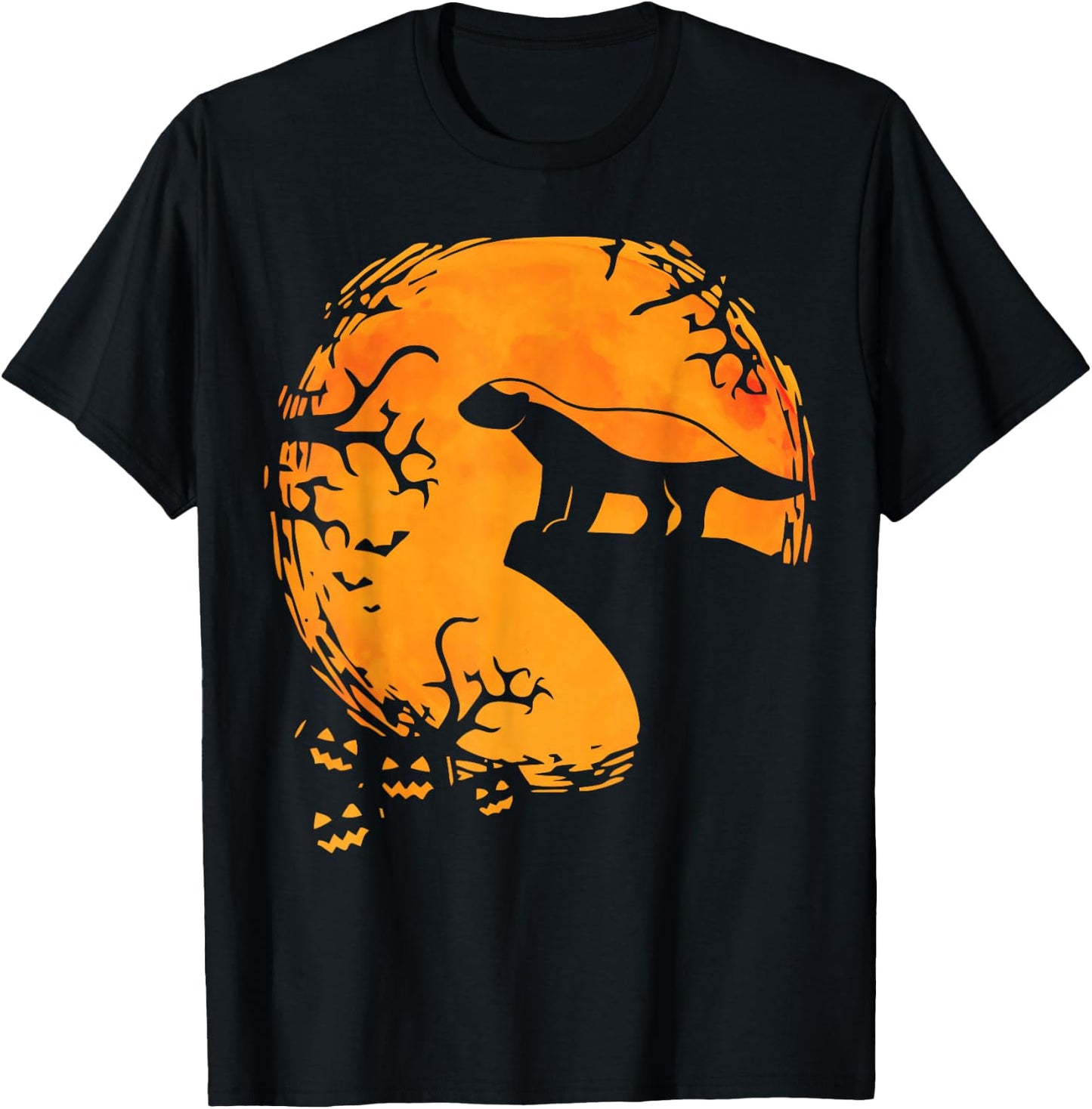Honey Badger Halloween Moon Silhouette Spooky Honey Badger T-Shirt - T-Shirt | Black