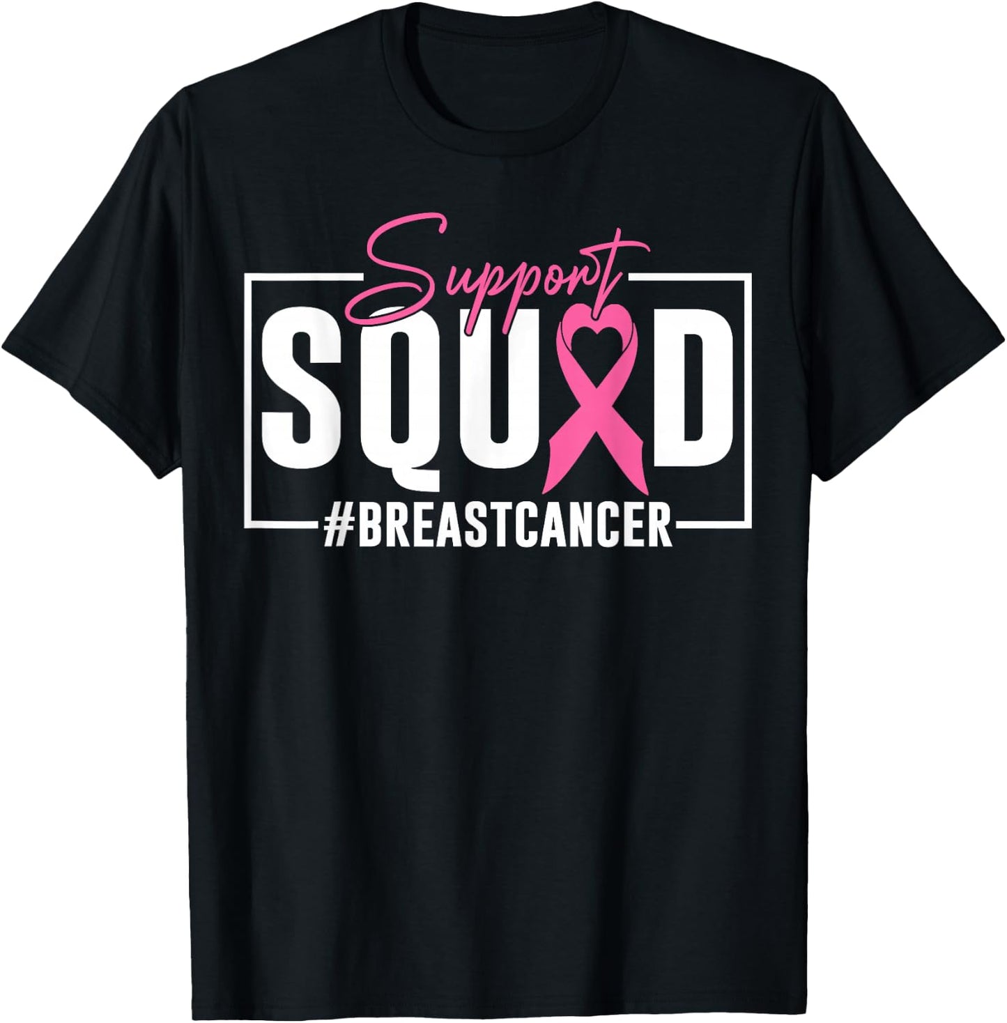 Support Squad Breast Cancer Awareness Pink Ribbon T-Shirt - T-Shirt | Black