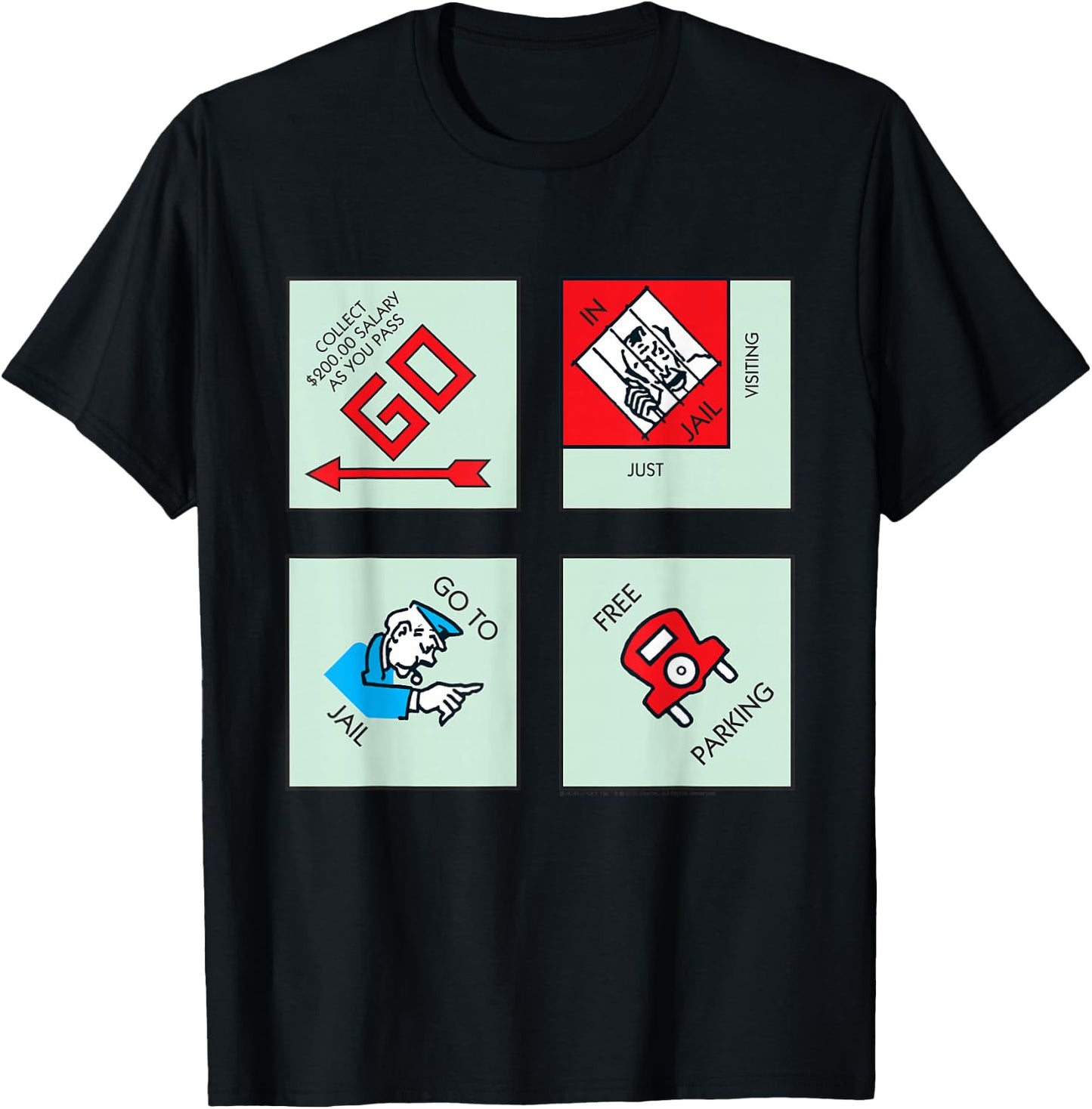Monopoly Classic Corner Tiles T-Shirt - T-Shirt | Black