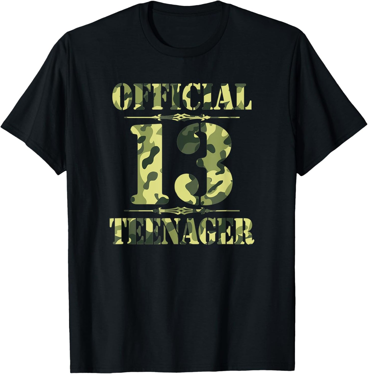 Official Teenager Teen 13th Birthday Thirteen Camo Hunting T-Shirt - T-Shirt | Black