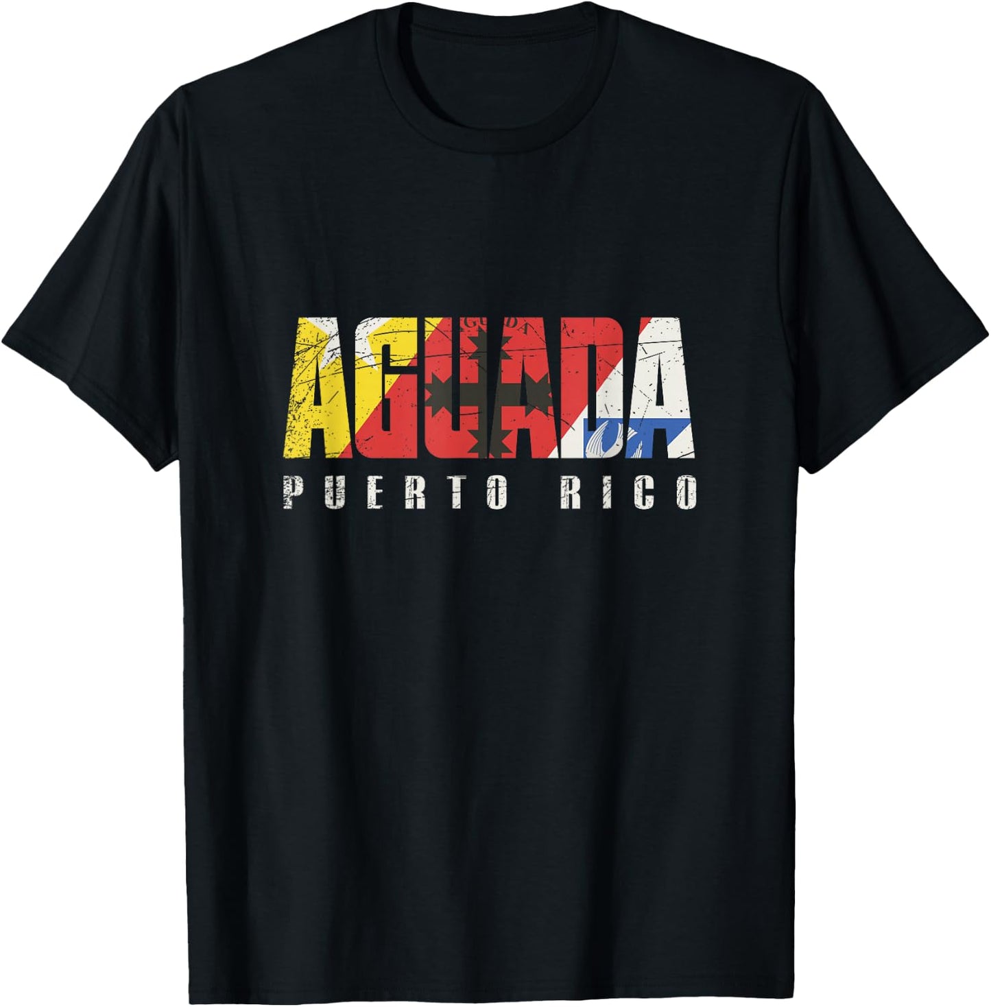 Aguada City in Puerto Rico, Aguada Flag T-Shirt - T-Shirt | Black