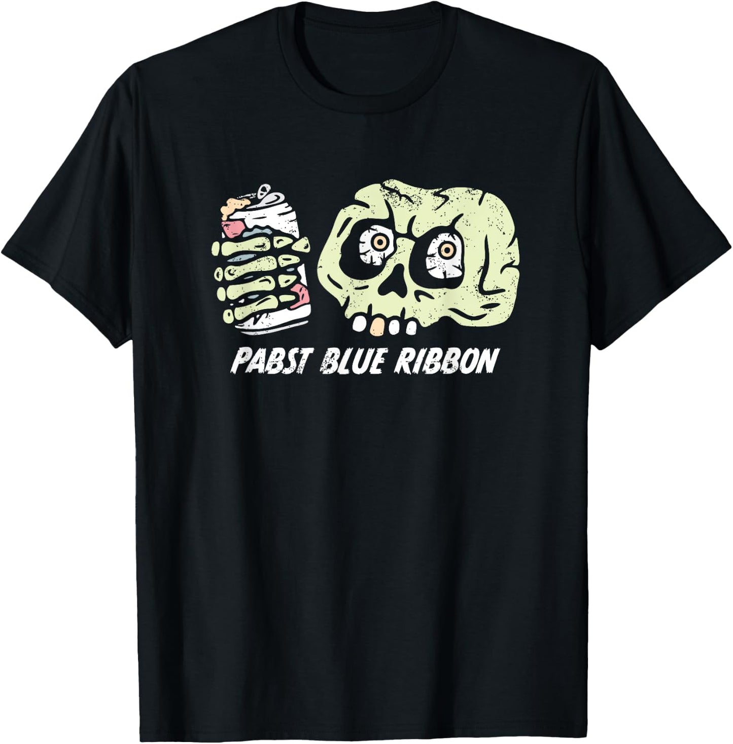 Pabst Blue Ribbon | Halloween Skull Can T-Shirt - T-Shirt | Black