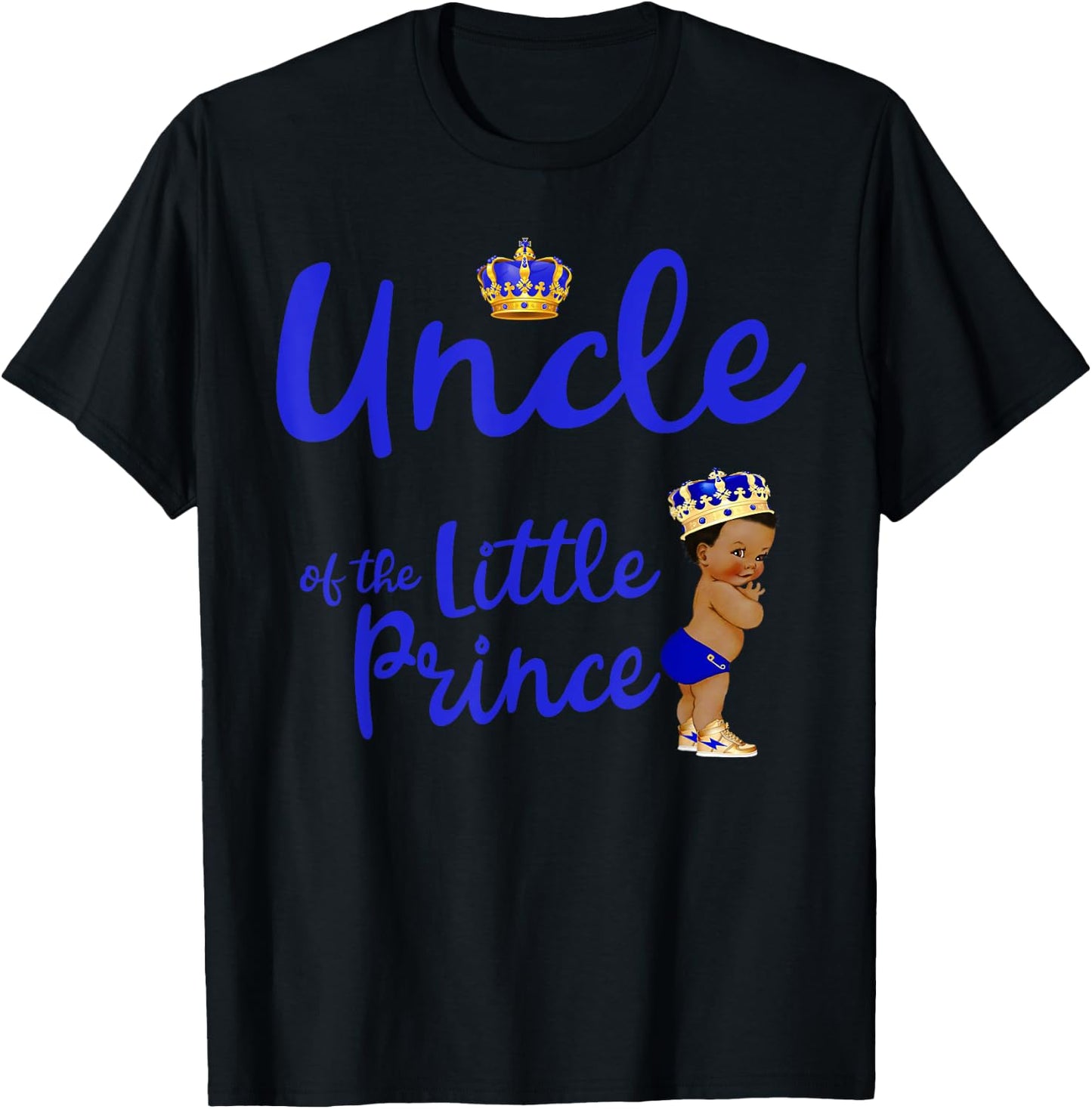 Uncle Of The Birthday Prince Boy Bday Party Idea T-Shirt - T-Shirt | Black