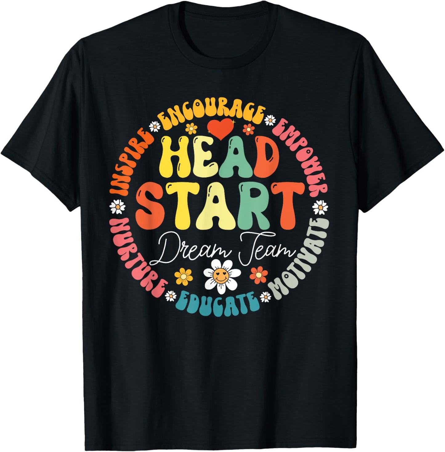 Head Start Dream Team Squad Teacher Headstart Back To School T-Shirt - T-Shirt | Black