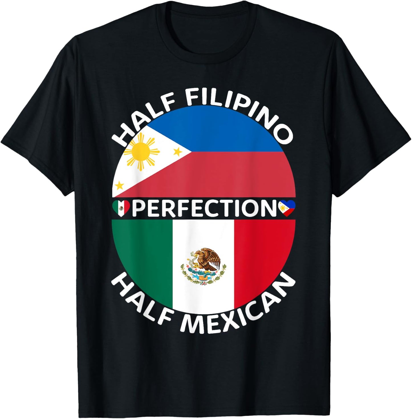 Half Filipino Half Mexican Philippines Mexico Flag Roots Men T-Shirt - T-Shirt | Black
