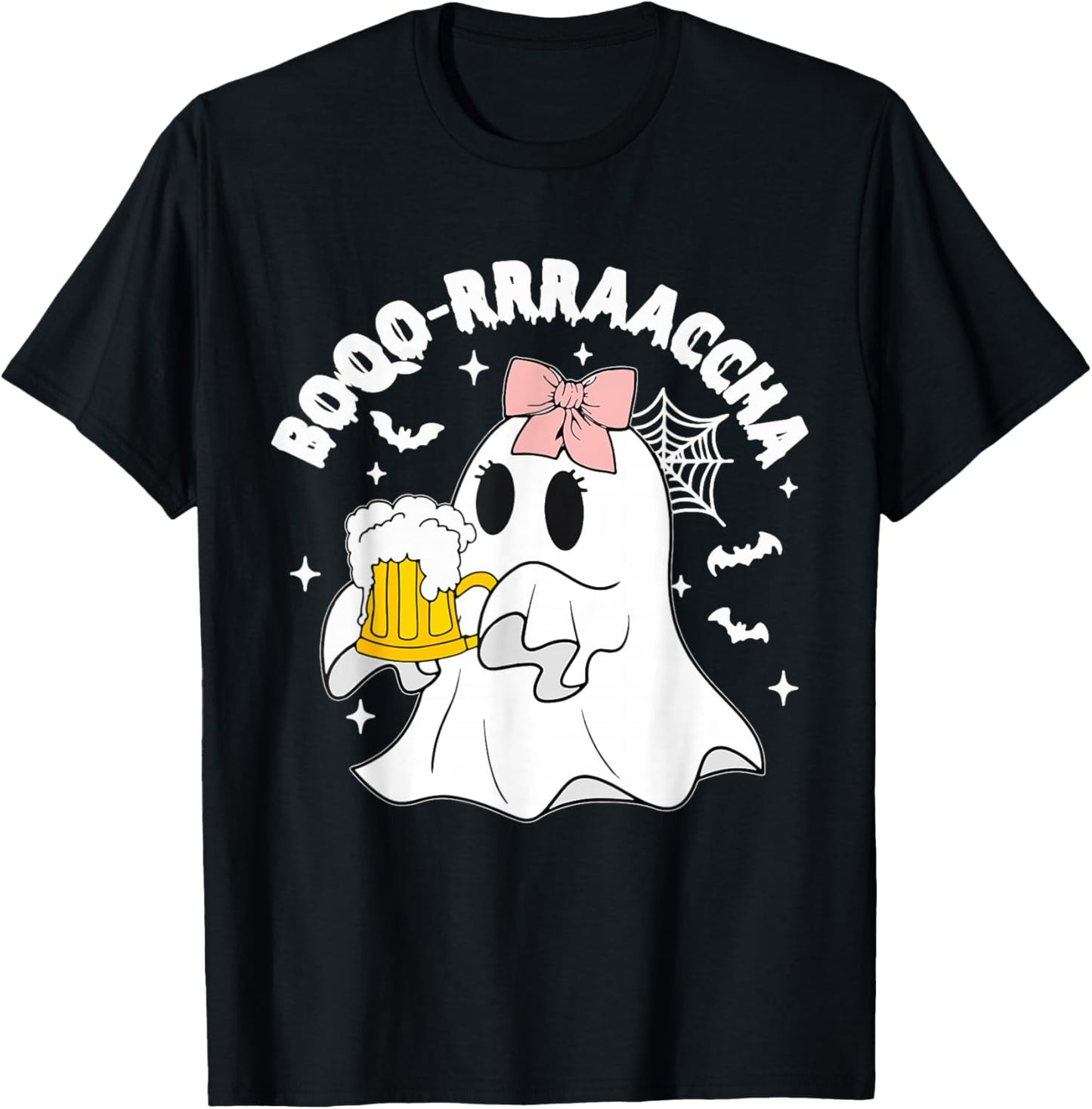 Boo-racha Funny Halloween Ghost Beer Design Borracha Funny T-Shirt - T-Shirt | Black