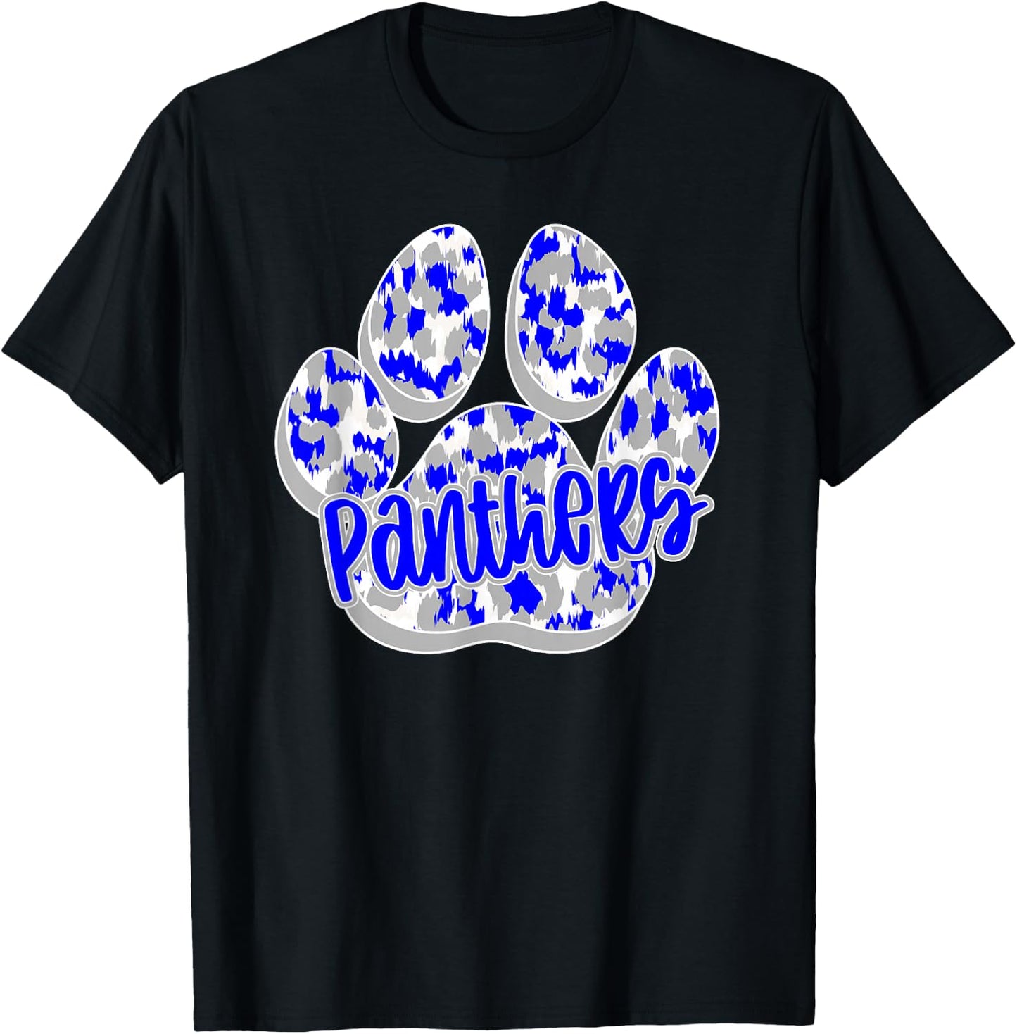 Panthers Paw Print Blue Panther Pride School Spirit Panthers T-Shirt - T-Shirt | Black