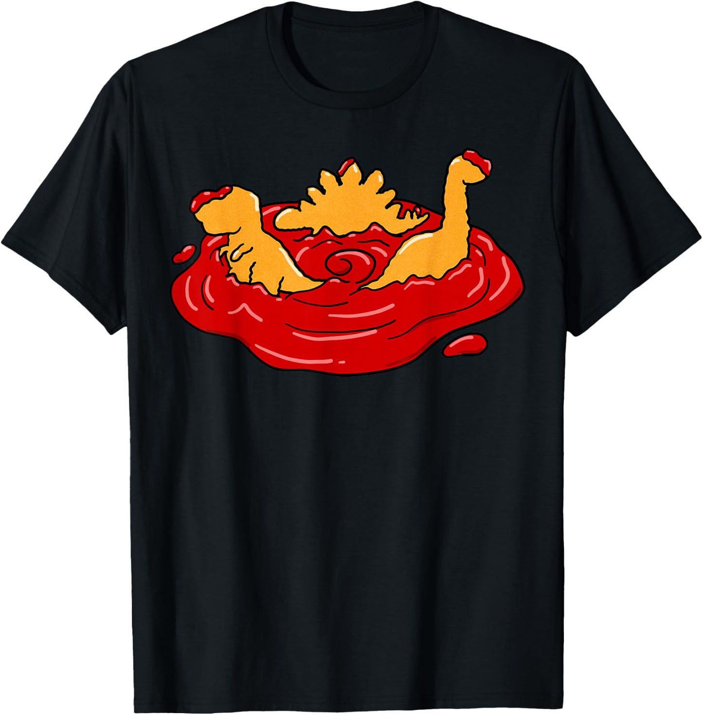 Ketchup Dino Nugget Apocalypse Funny Dinosaur Chicken Nugget T-Shirt - T-Shirt | Black