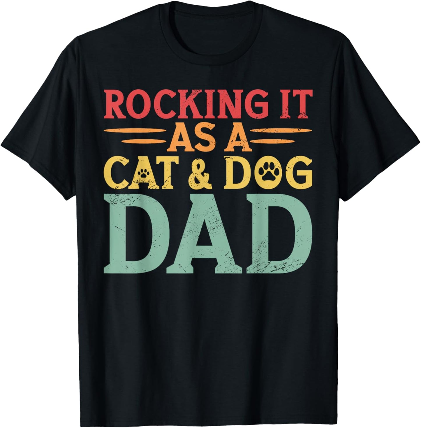 Cat And Dog Dad Fur Dad Father's Day Men Women T-Shirt - T-Shirt | Black