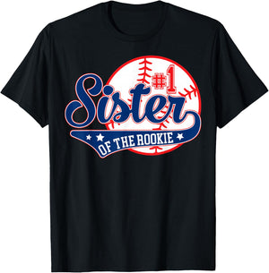 Sister of Rookie 1st Birthday Baseball Theme Matching Party T-Shirt - T-Shirt | Black