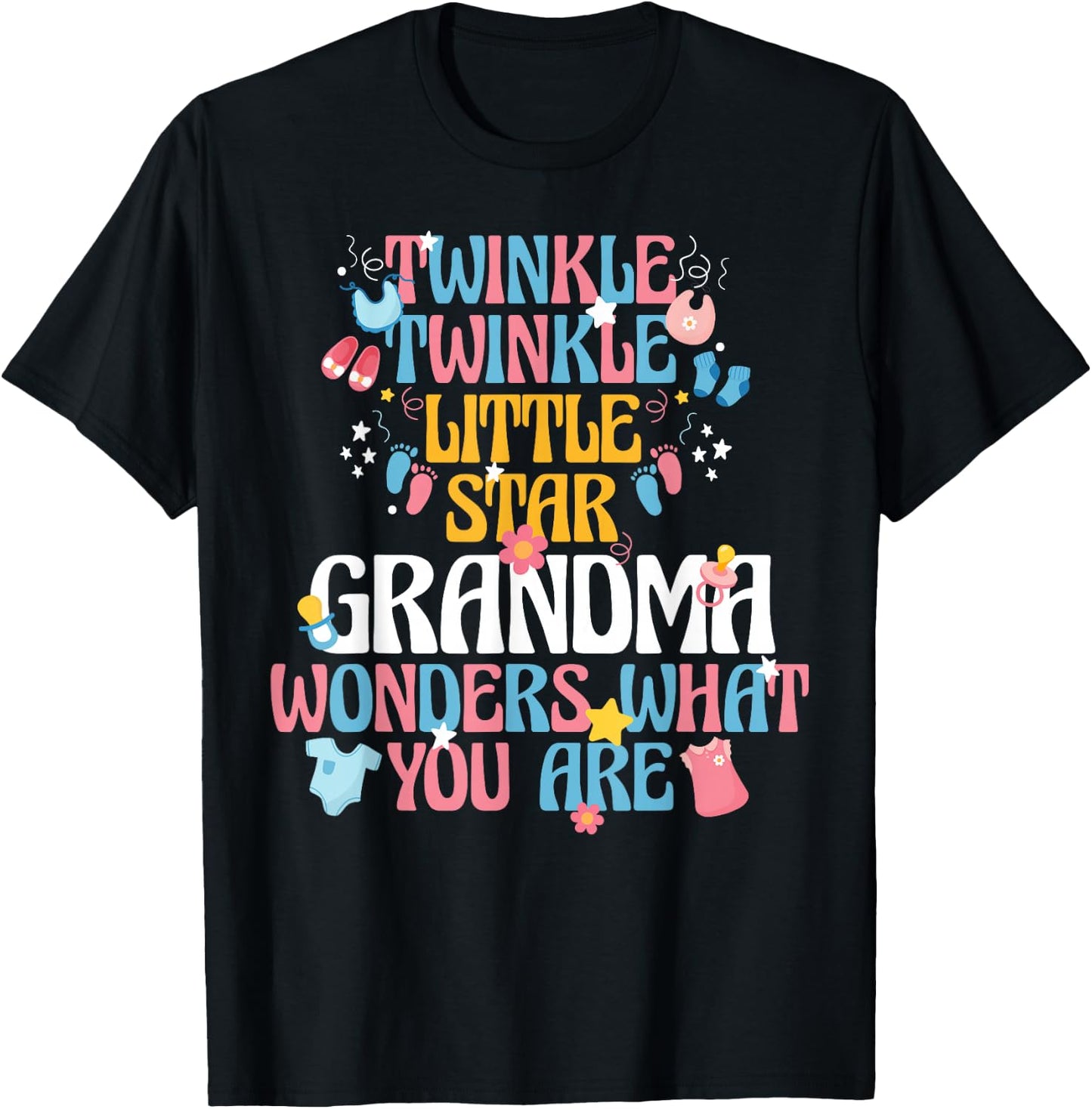 Twinkle Twinkle Little Star Gender Reveal For Grandma T-Shirt - T-Shirt | Black