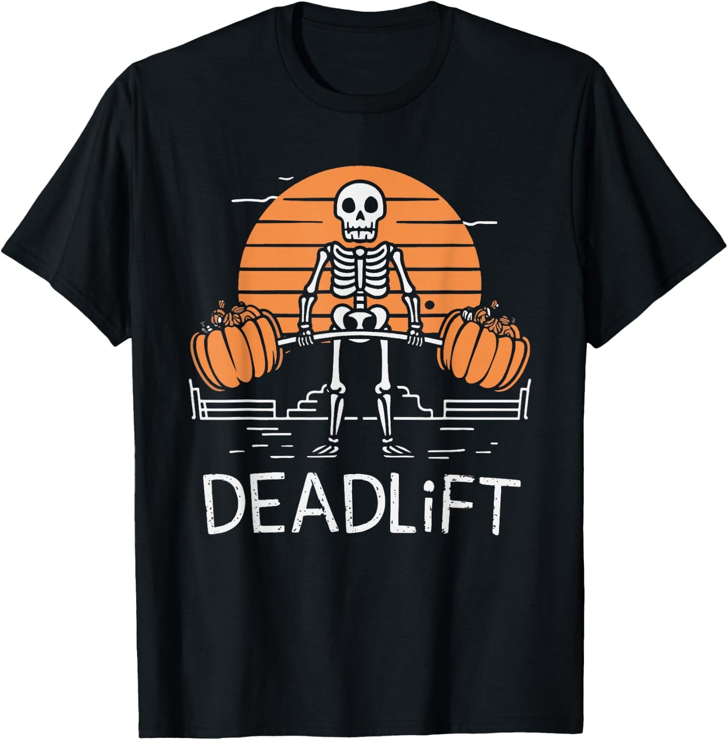 Skeleton Deadlift Spooky Weightlifting Workout T-Shirt - T-Shirt | Black