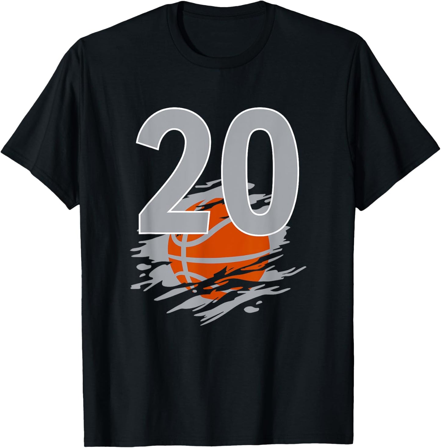 Jersey #20 Black White Basketball Team Number 20 Silver T-Shirt - T-Shirt | Black
