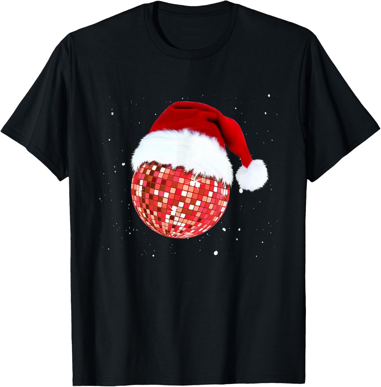 Disco Ball Santa Hat Christmas Funky Soul Music Lovers T-Shirt - T-Shirt | Black
