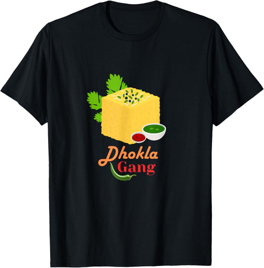 Dhokla Gang Gujarati Foodie Apparel Indian cuisine snack T-Shirt - T-Shirt | Black