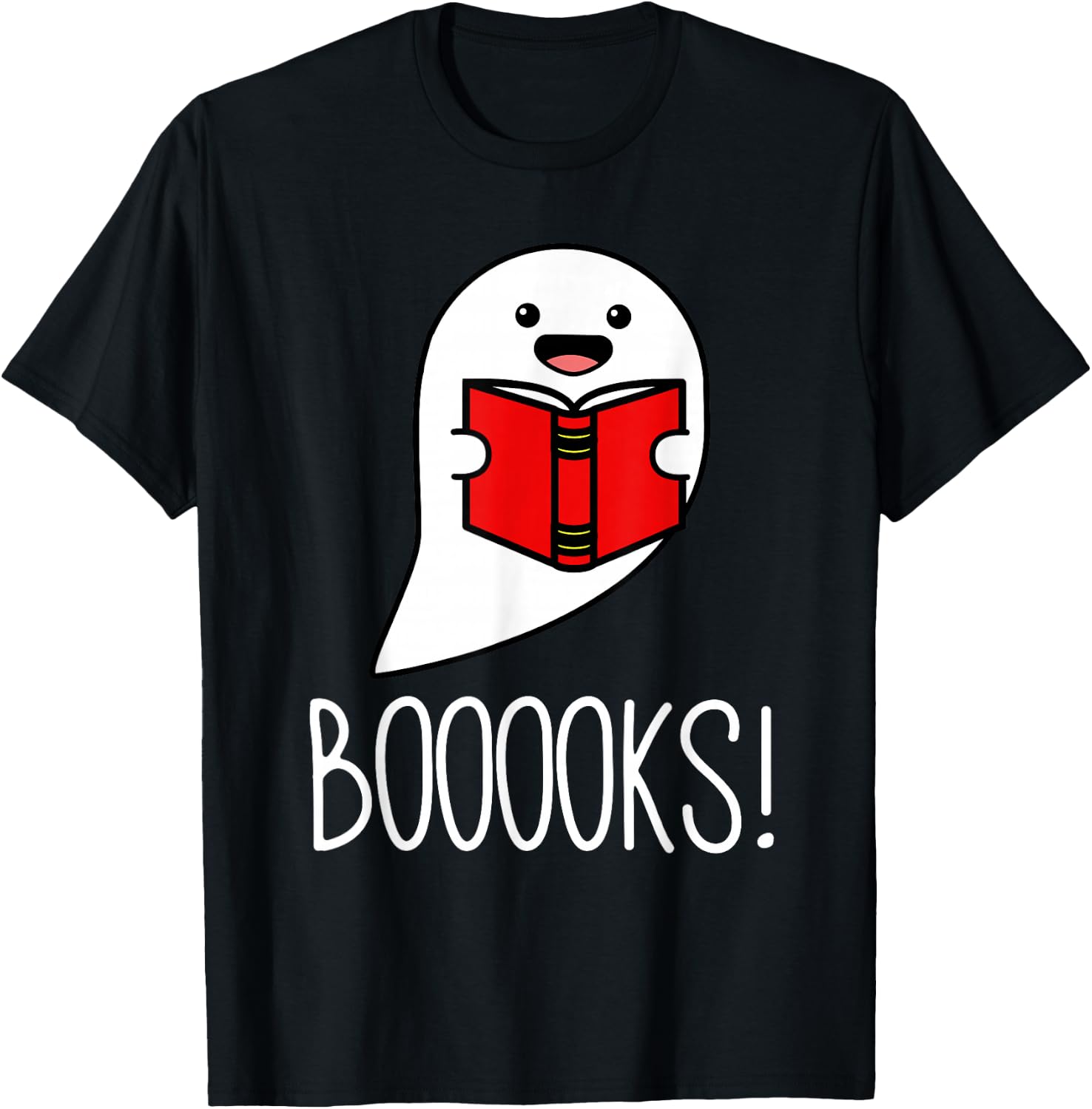 Booooks Funny Halloween Reading Teacher Ghost Librarian T-Shirt - T-Shirt | Black