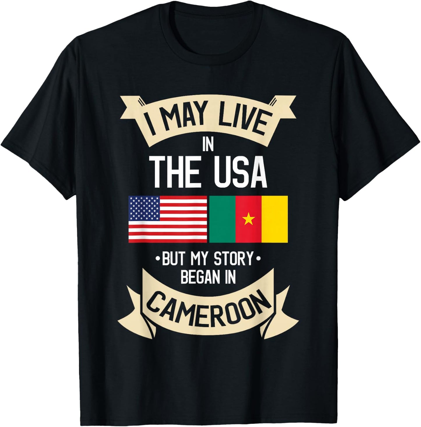 Cameroon American Flag USA Cameroonian Roots Gifts T-Shirt - T-Shirt | Black
