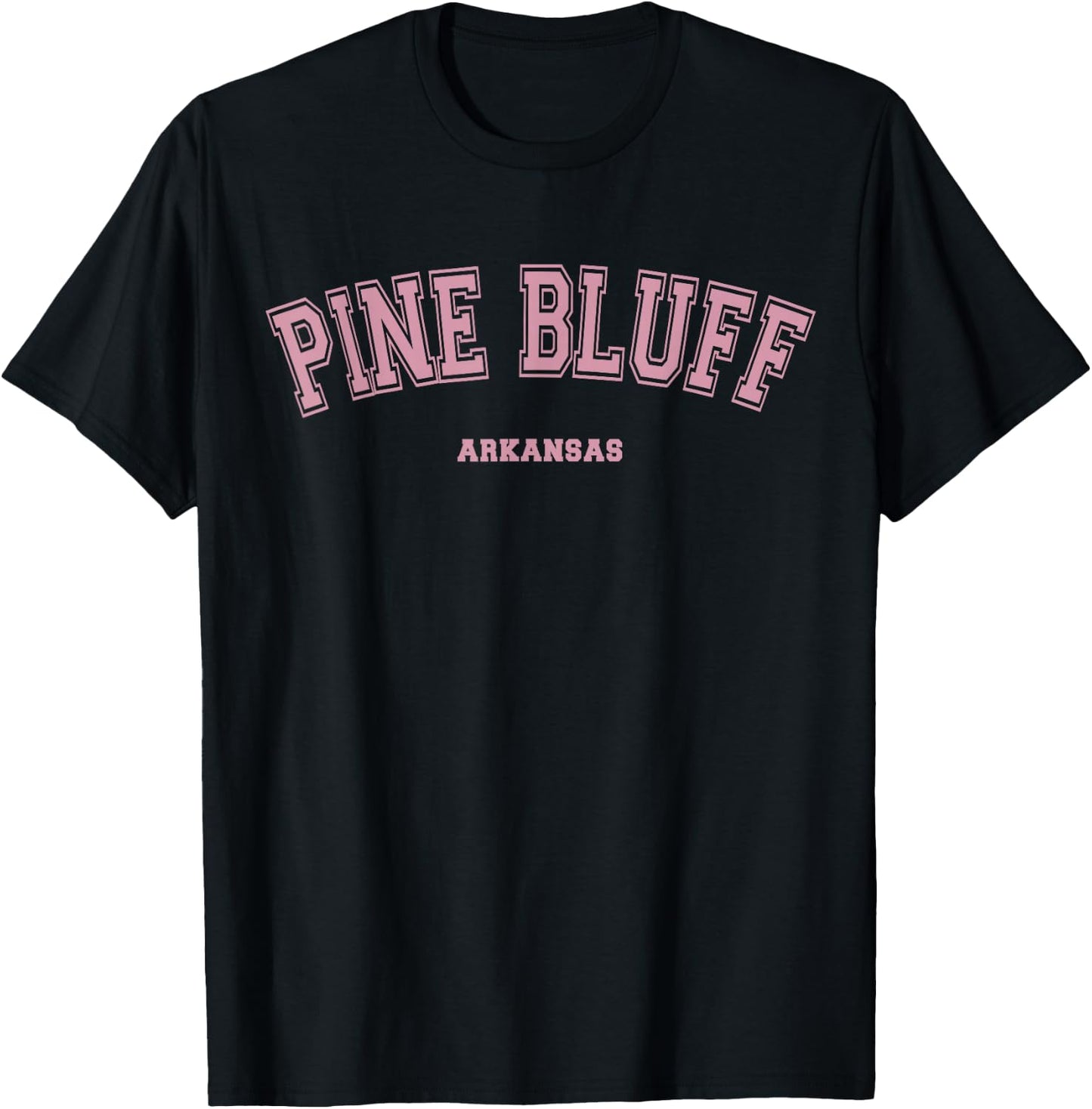 Pink Pine Bluff Arkansas AR Varsity Style on Pine Bluff T-Shirt - T-Shirt | Black