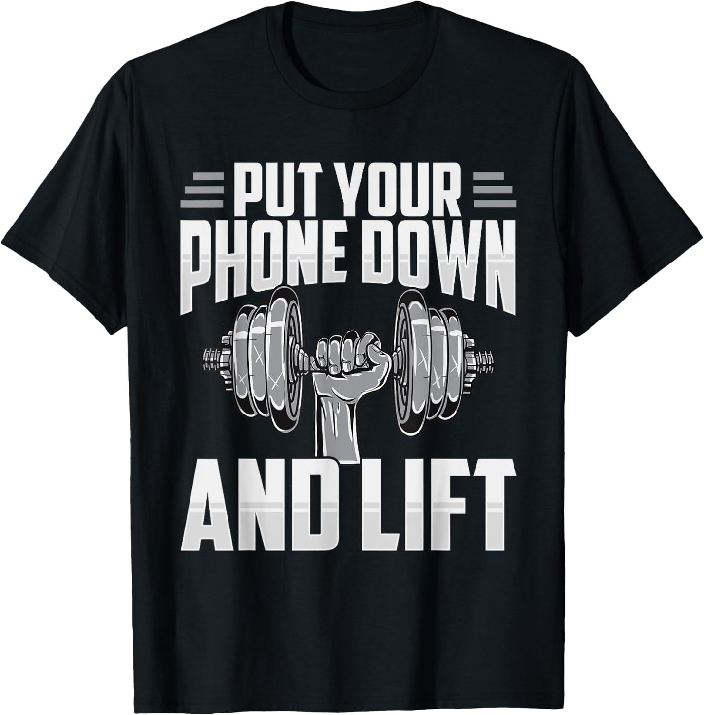 Put Your Phone Down And Lift Gym Etiquette Fitness Rules Fun T-Shirt - T-Shirt | Black
