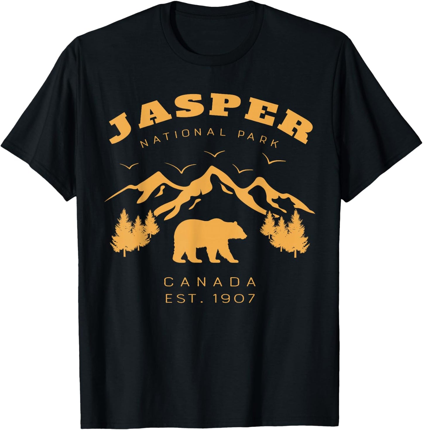 Retro Vintage Jasper National Park for kids Hiking Camping T-Shirt - T-Shirt | Black
