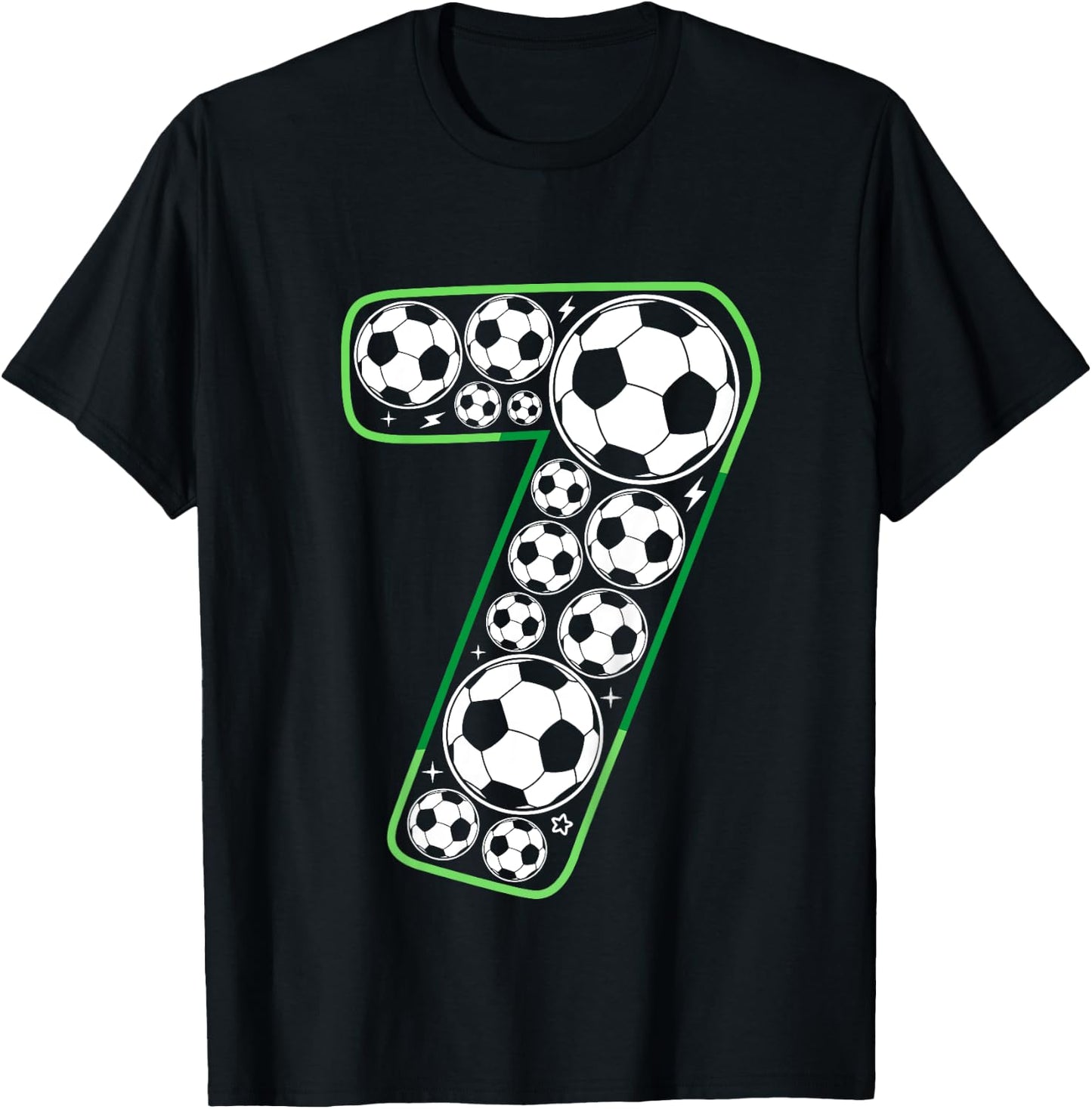 Kids Soccer 7th Birthday Seven 7 Year Old Boy Present 7 Yr Old T-Shirt - T-Shirt | Black