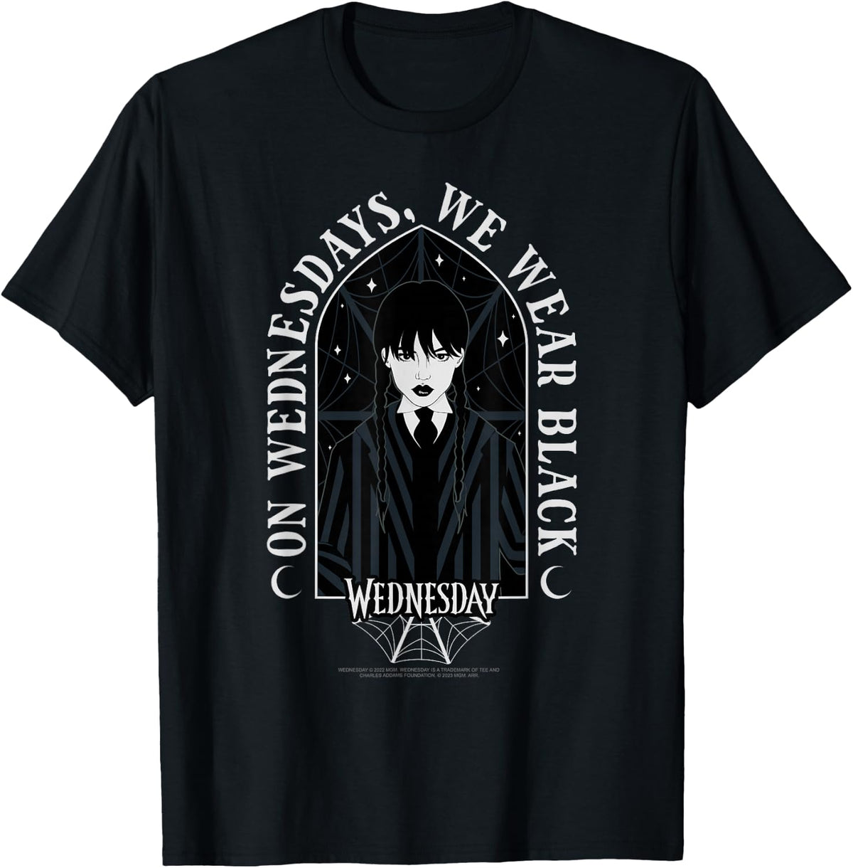 Wednesday On Wednesdays We Wear Black Goth Portrait T-Shirt - T-Shirt | Black