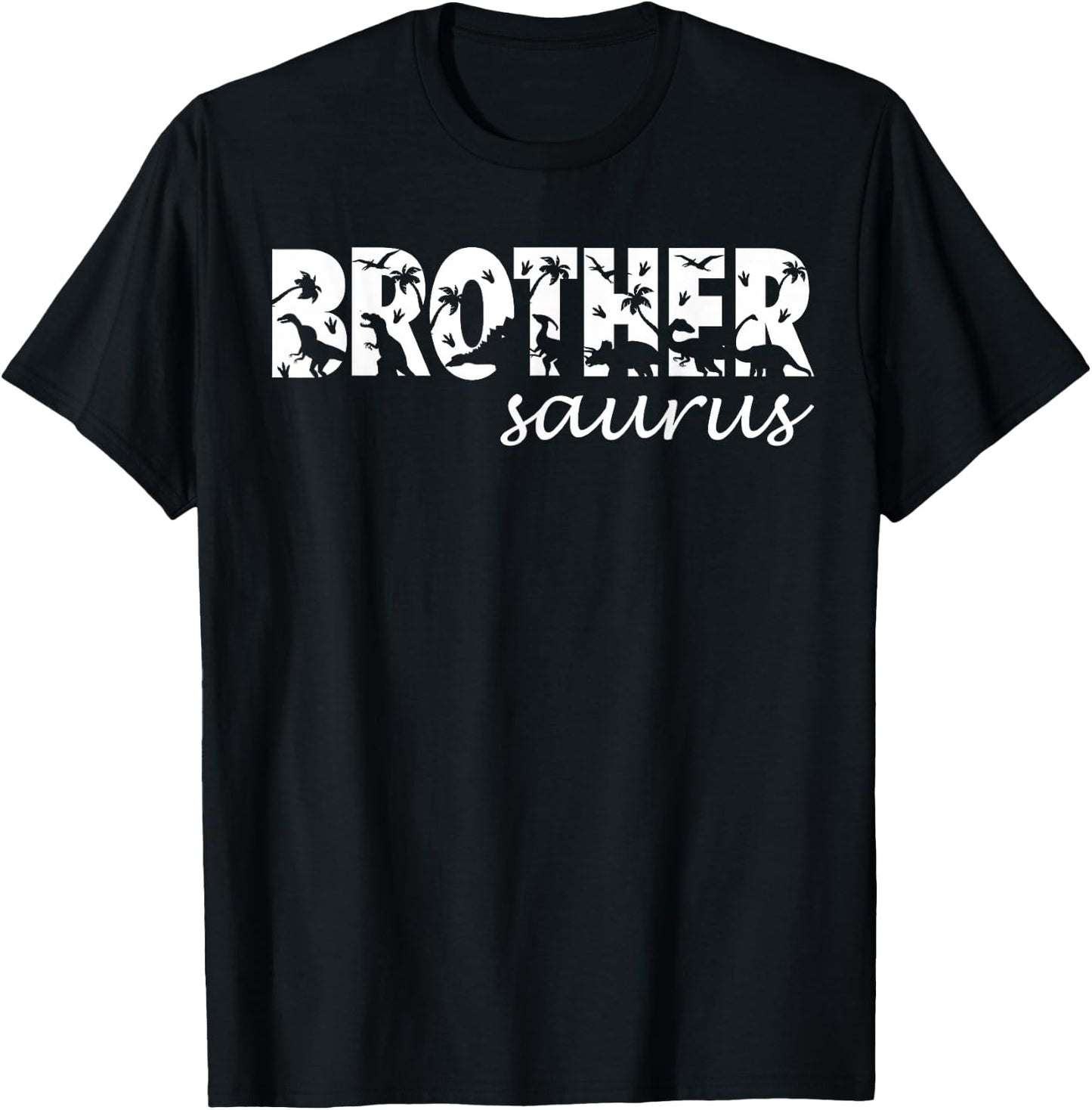 Brothersaurus T Rex Dinosaur Brother Saurus Family Matching T-Shirt - T-Shirt | Black