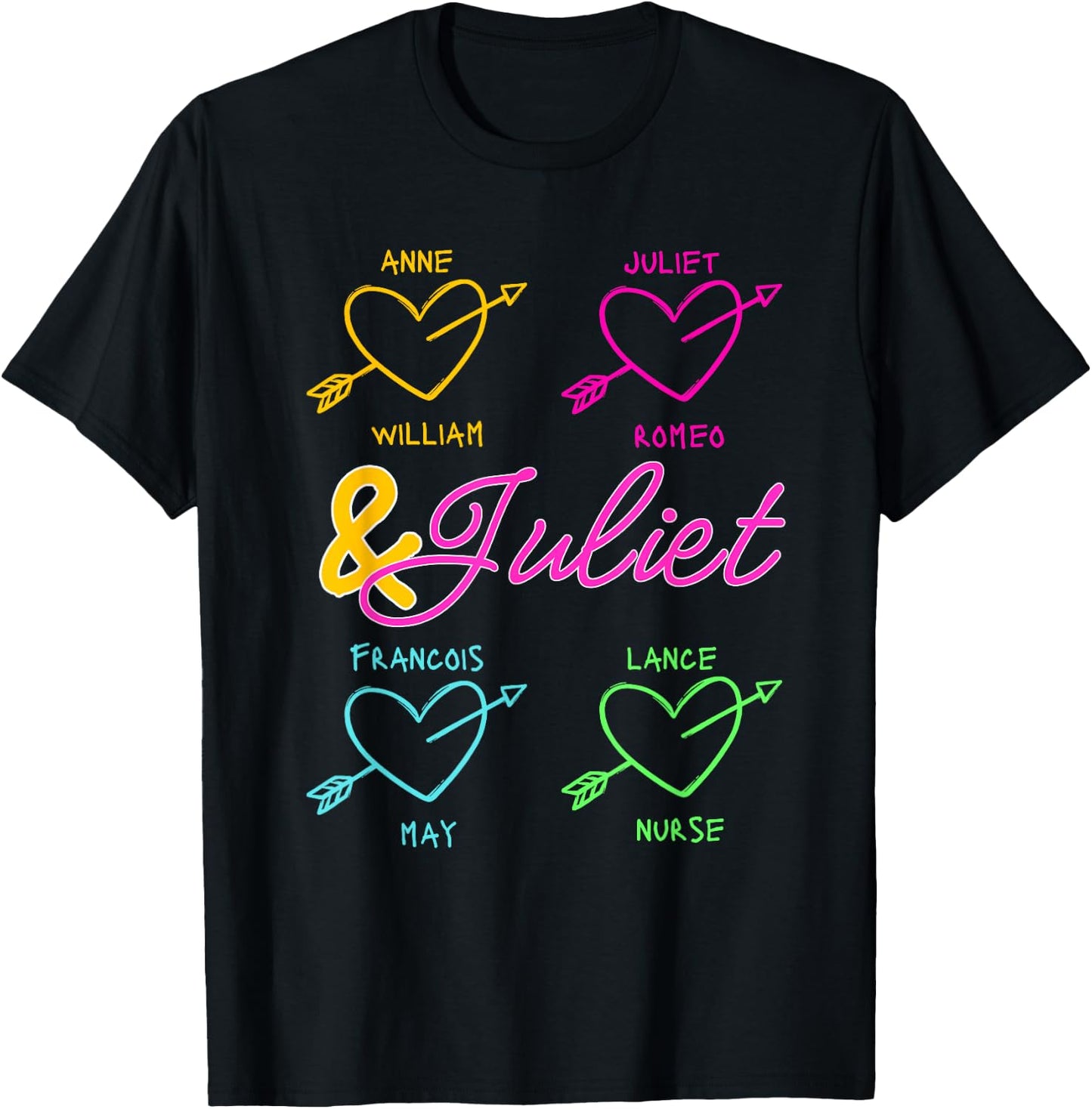 & Juliet Graffiti Love Musical Theatre Heart Musicals T-Shirt - T-Shirt | Black