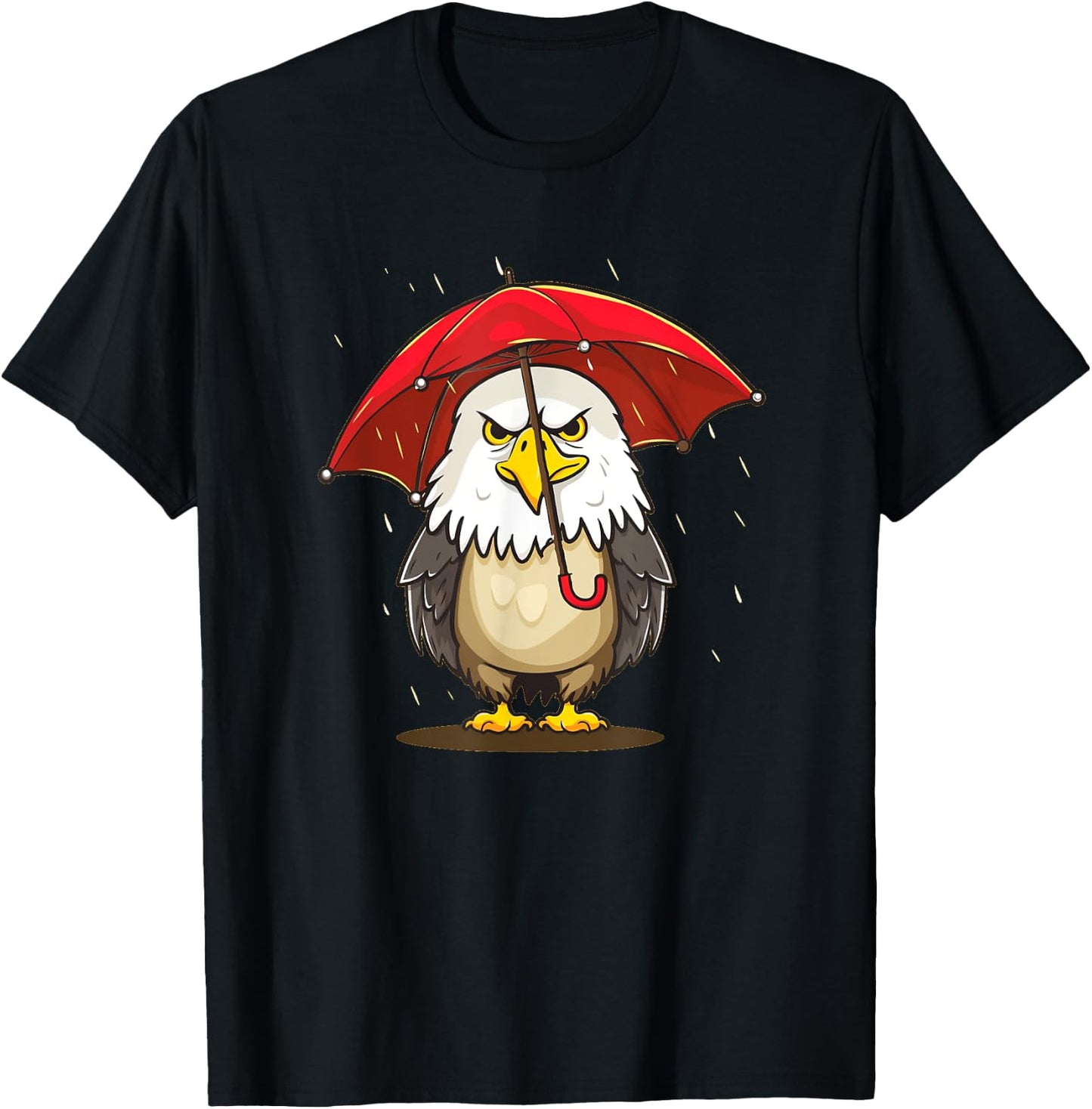 Pretty Eagle with red Umbrella Costume for Rainy Days T-Shirt - T-Shirt | Black