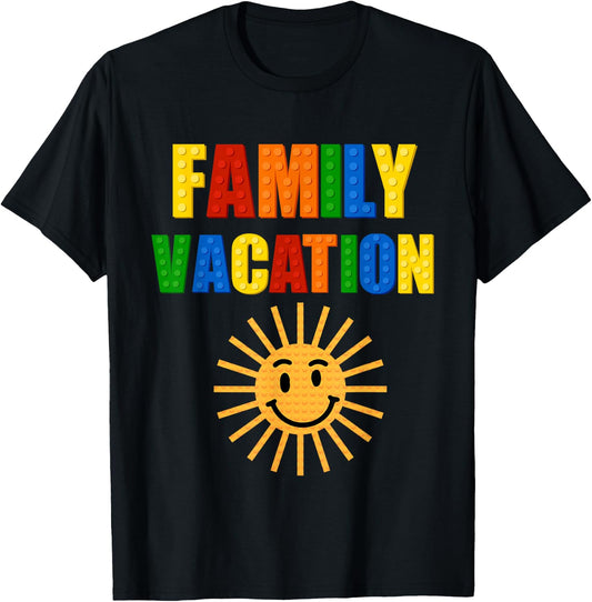 Building Bricks Family Vacation Matching Block Builder T-Shirt - T-Shirt | Black