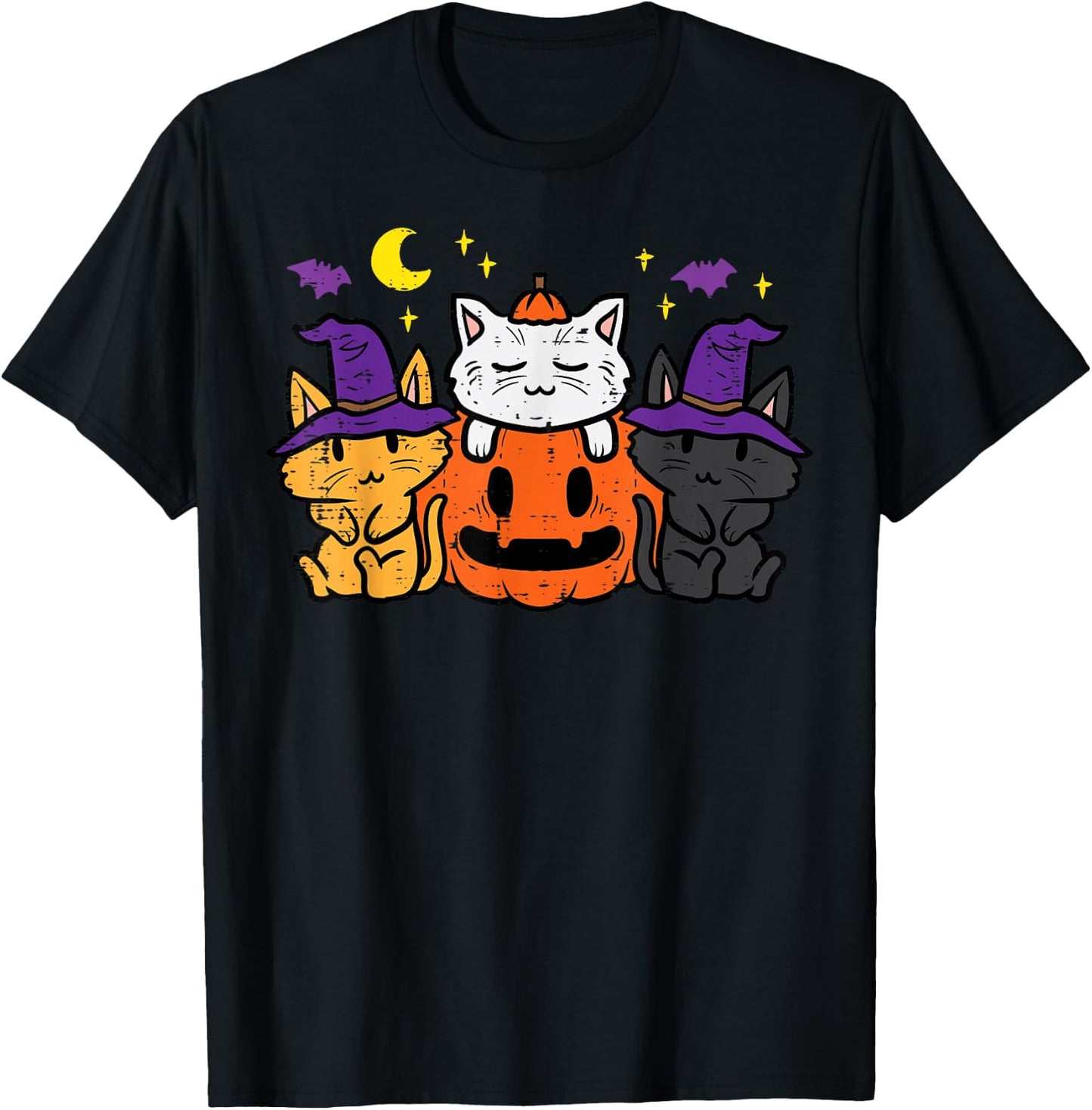Halloween Cats Pumpkin Kitten Costume Girls Kids Youth Women T-Shirt - T-Shirt | Black