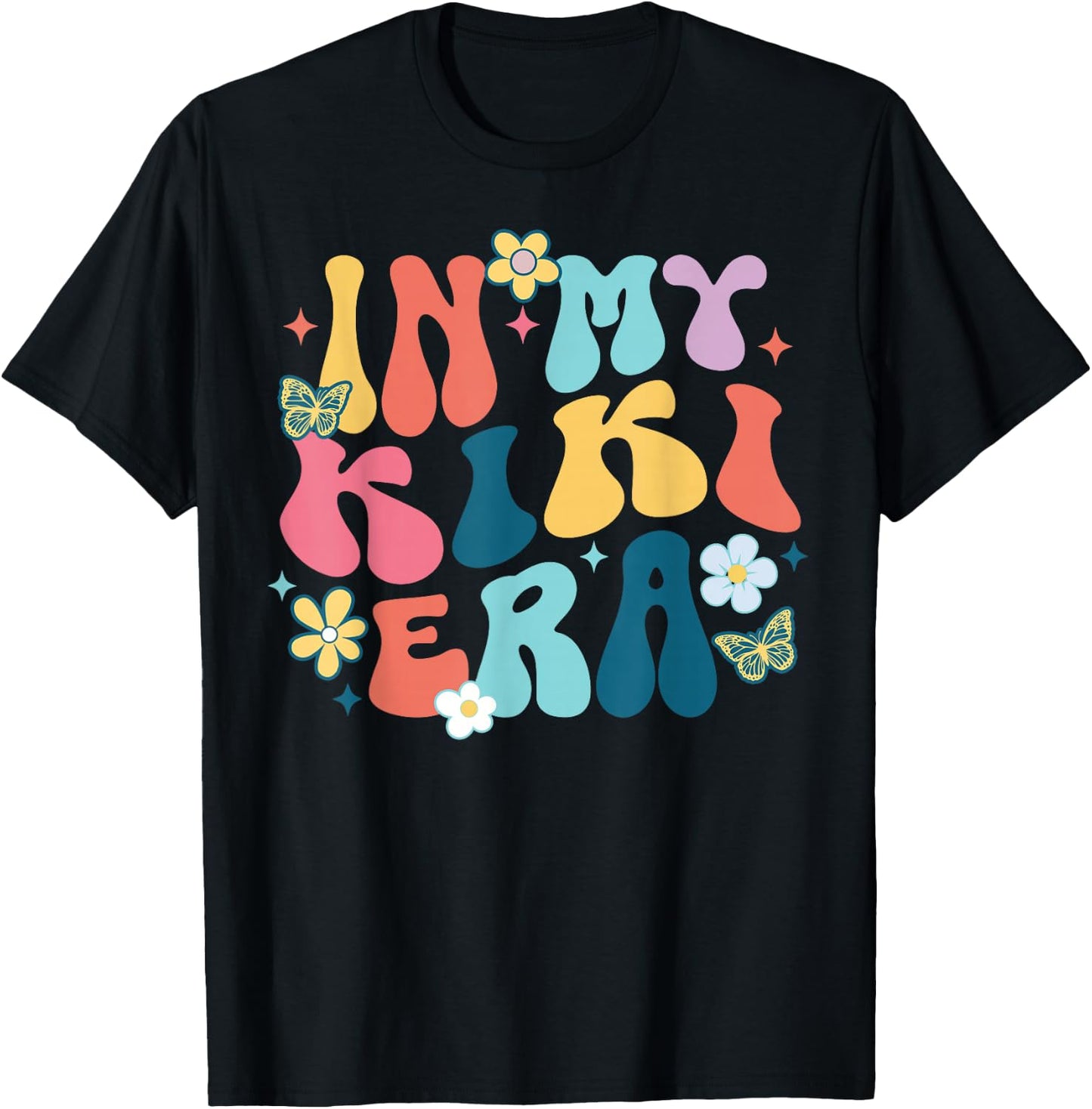 Retro Groovy In My Kiki Era Happy Mother's Day T-Shirt - T-Shirt | Black