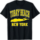 Tobay Beach New York Text Long Island Yellow Print T-Shirt - T-Shirt | Black
