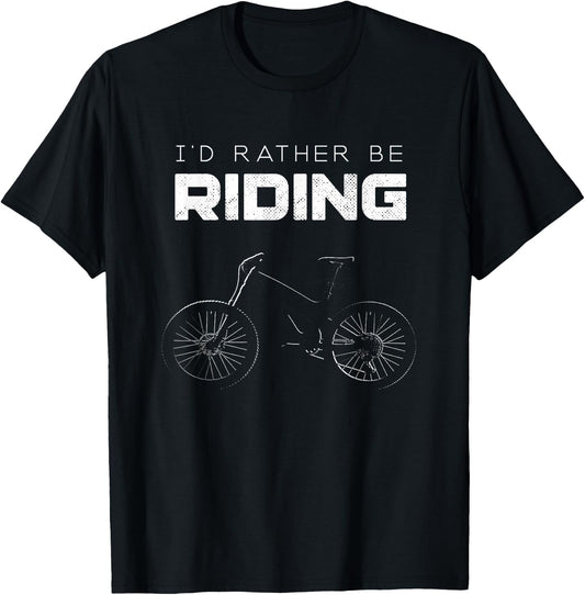 I'd Rather Be Riding MTB Shirt -Vintage Mountain Bike Shirt T-Shirt - T-Shirt | Black