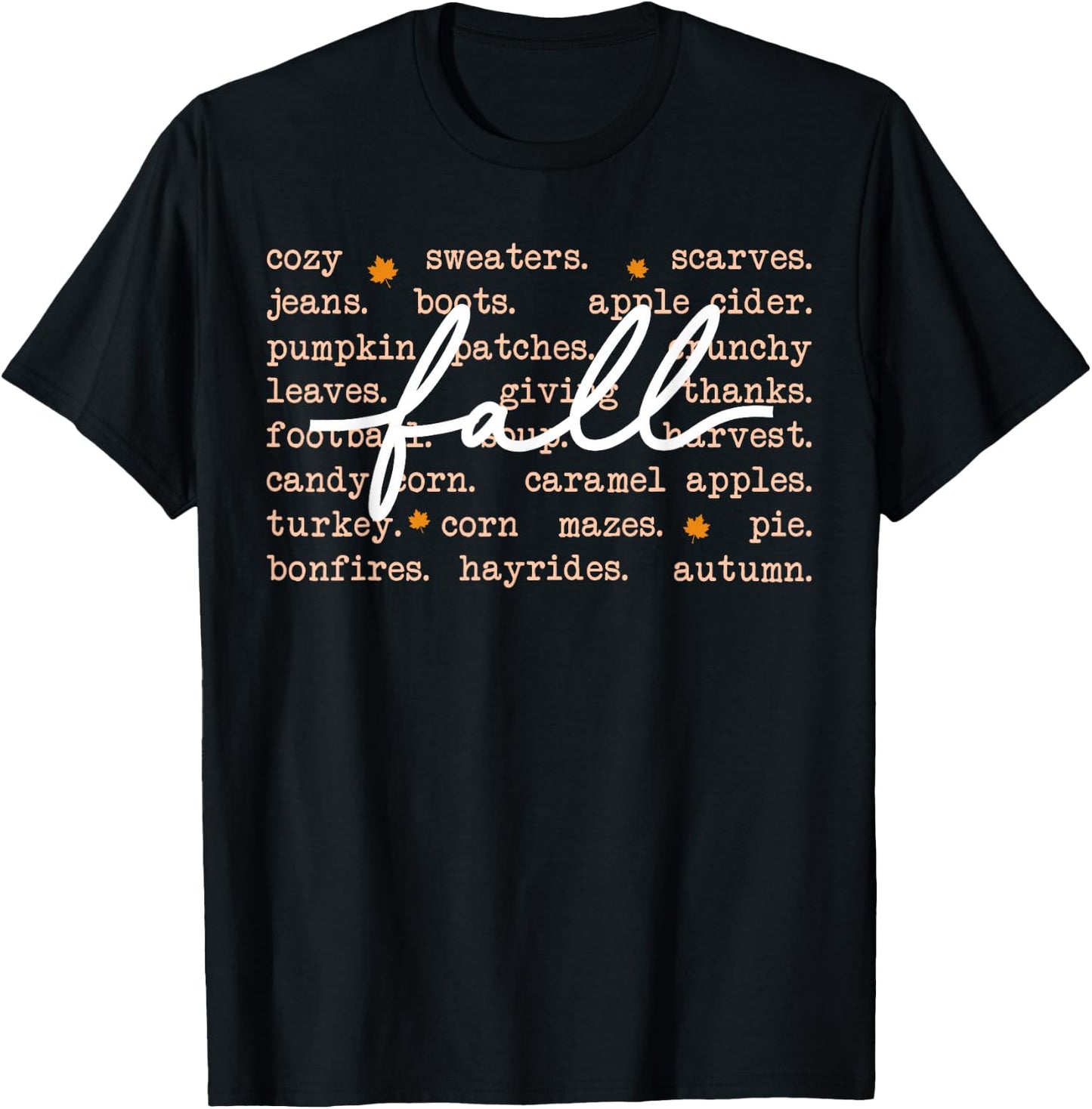 Fall Words Hello Fall Autumn Thanksgiving Pumpkin Season T-Shirt - T-Shirt | Black