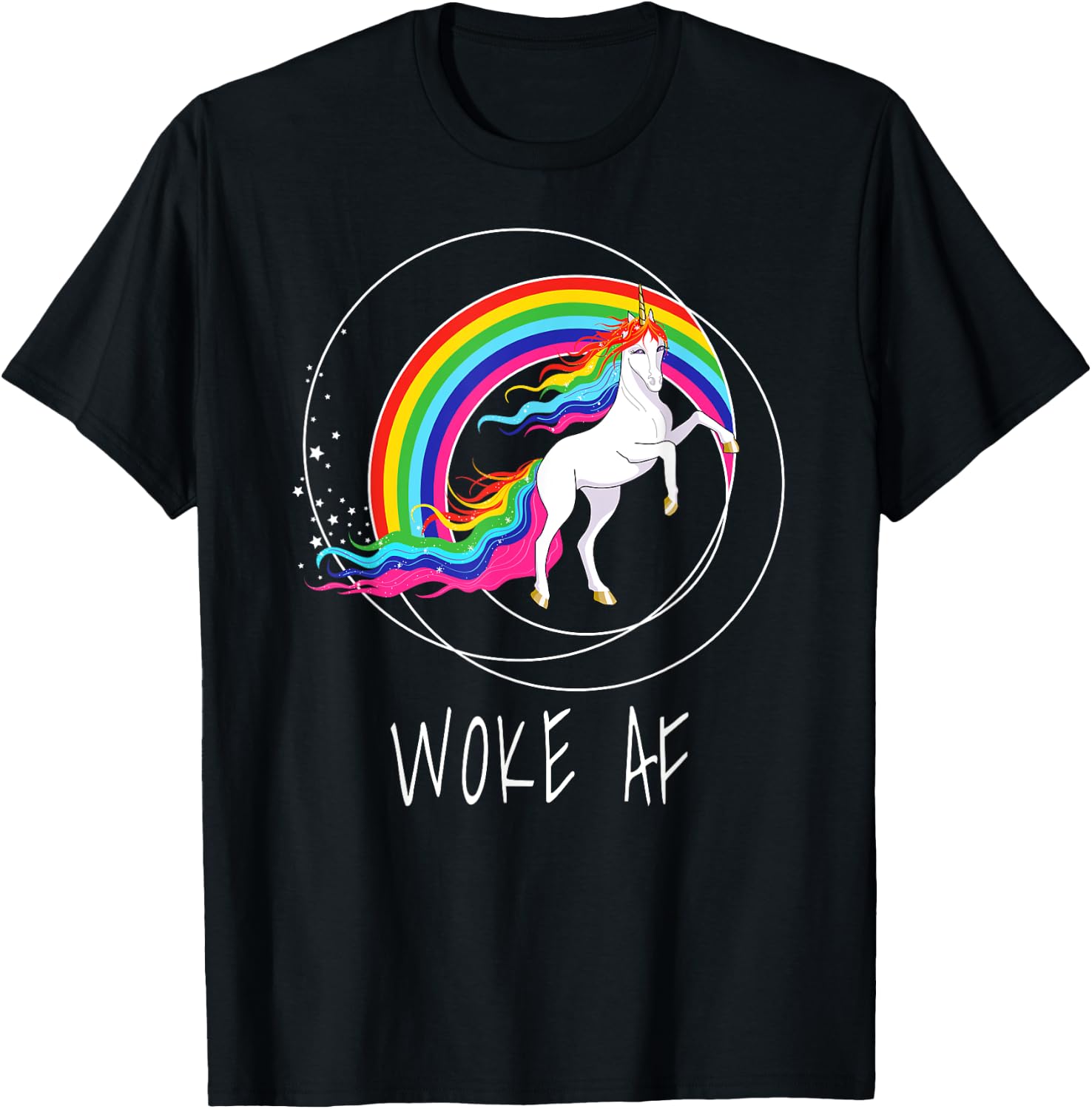 Woke AF Unicorn Spiritual Political Activist T-Shirt - T-Shirt | Black