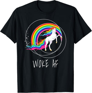 Woke AF Unicorn Spiritual Political Activist T-Shirt - T-Shirt | Black