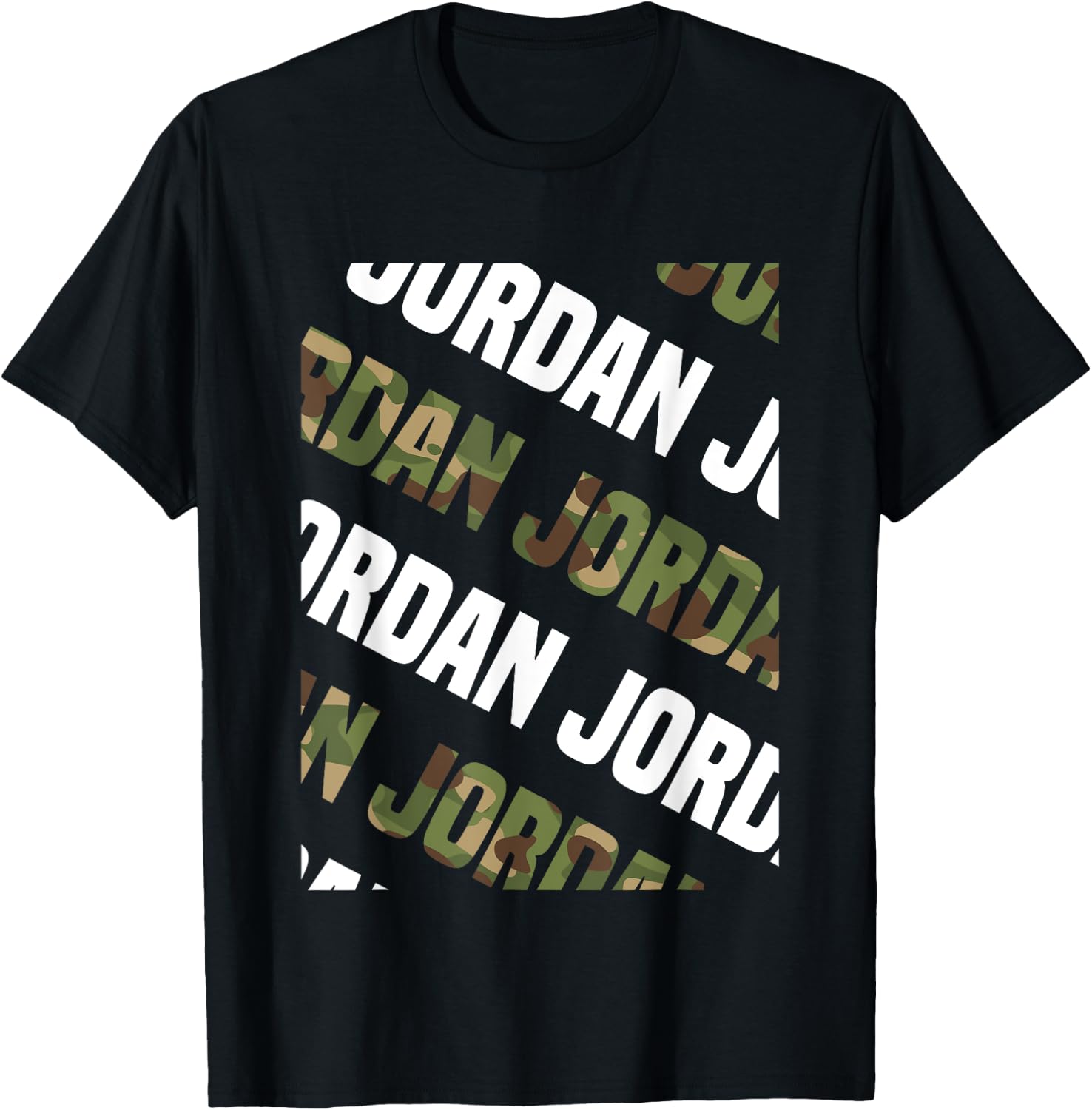 Diagonal Jordan Pattern Design Gift Green Camouflage Print T-Shirt - T-Shirt | Black