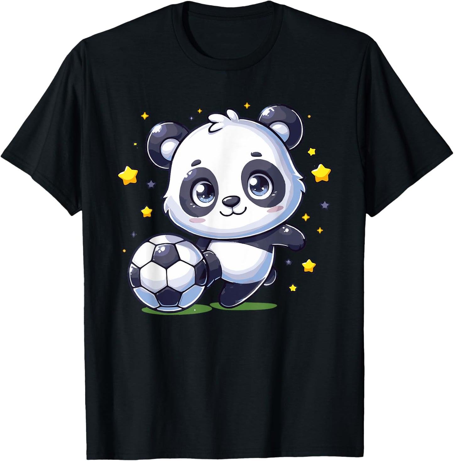 Soccer Player Panda Kicking Soccer Ball Cute Girls Graphic T-Shirt - T-Shirt | Black