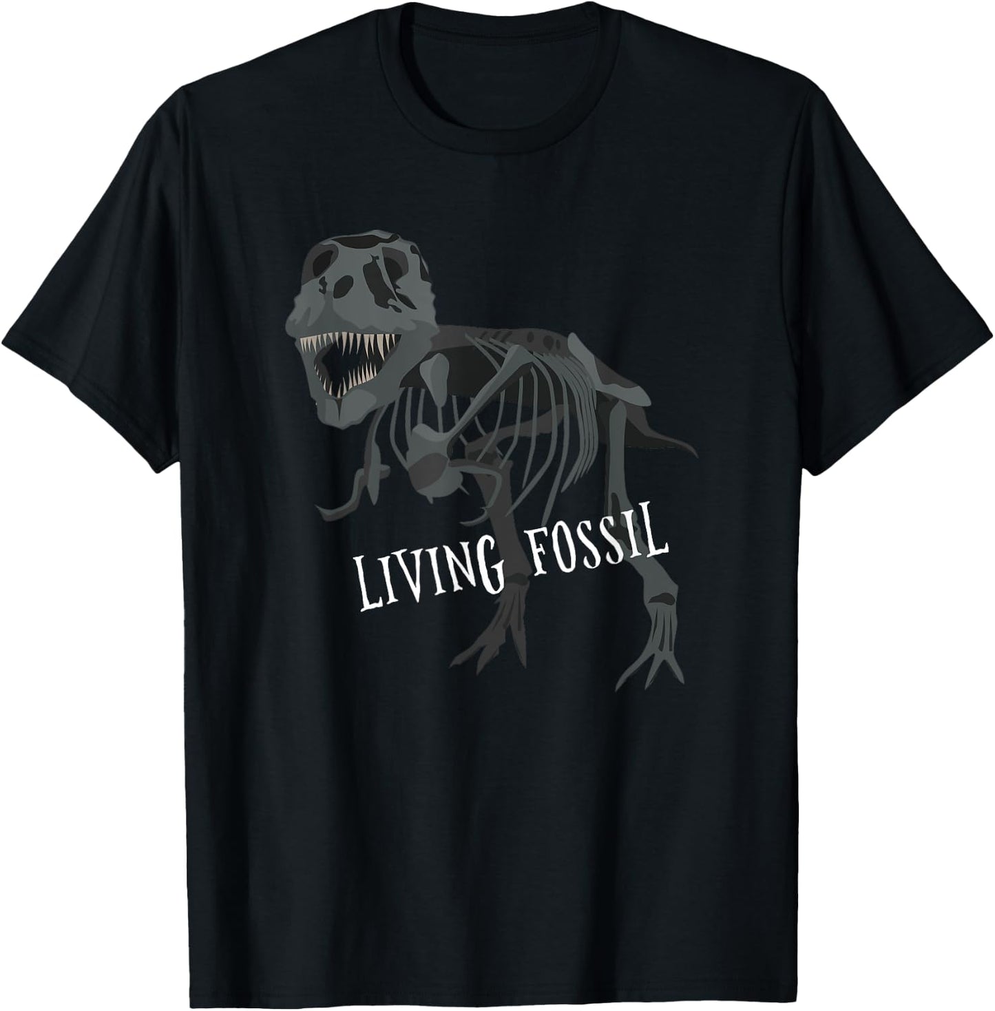Living Fossil Tyrannosaurus Rex Skeleton T-Rex Funny T-Shirt - T-Shirt | Black