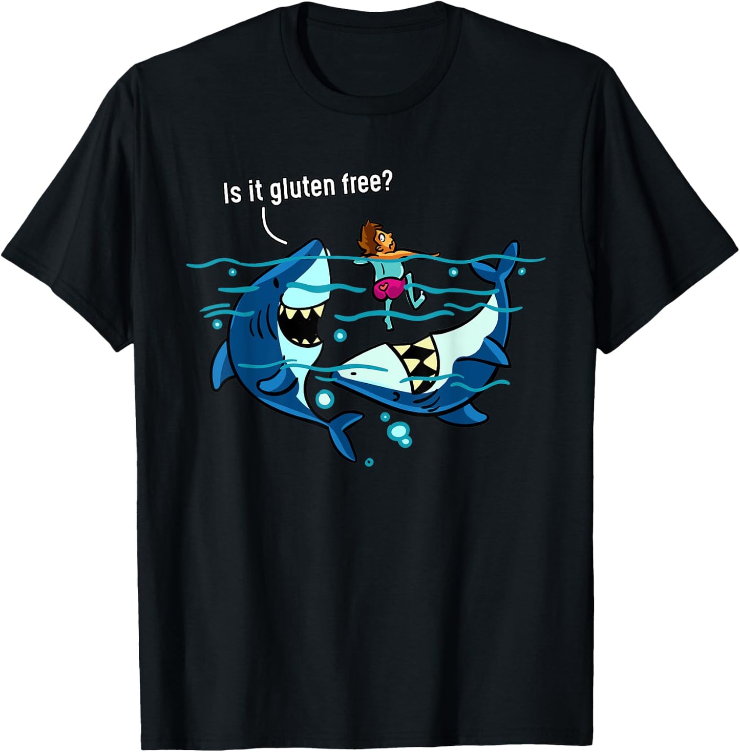 Gluten Free Shark Gift Celiac Disease T-Shirt - T-Shirt | Black