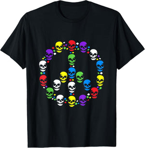 Skull Peace Sign T-Shirt - T-Shirt | Black