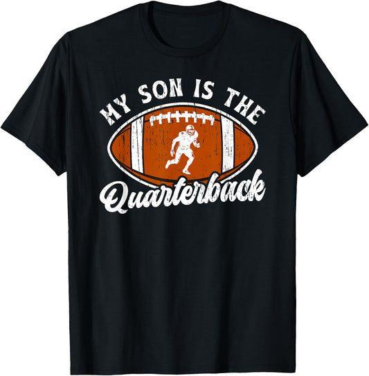 My Son Is The Quarterback Mom Of A Football Quarterback Mama T-Shirt - T-Shirt | Black
