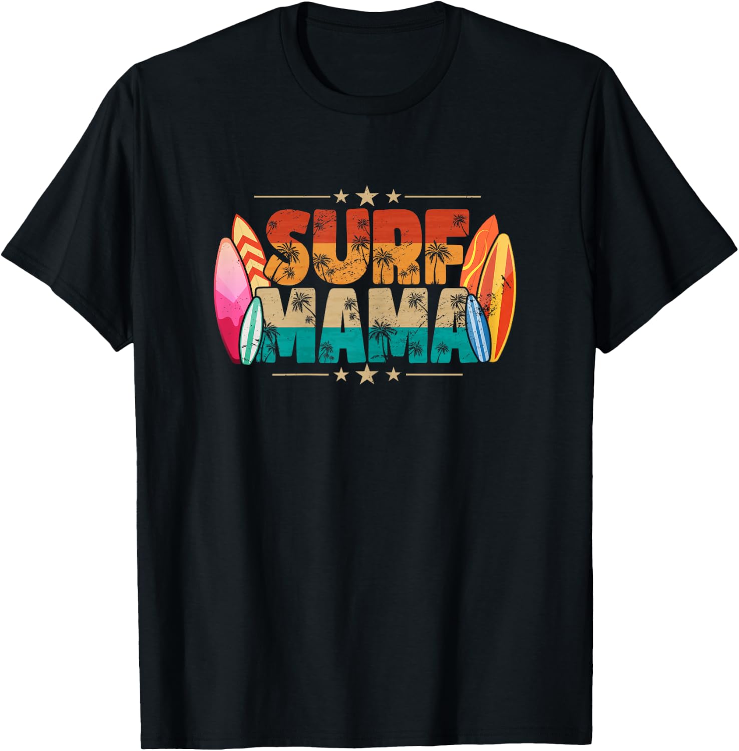 Surf Mama Surfer Mommy Mom Summer Beach Vibes Surfing T-Shirt - T-Shirt | Black