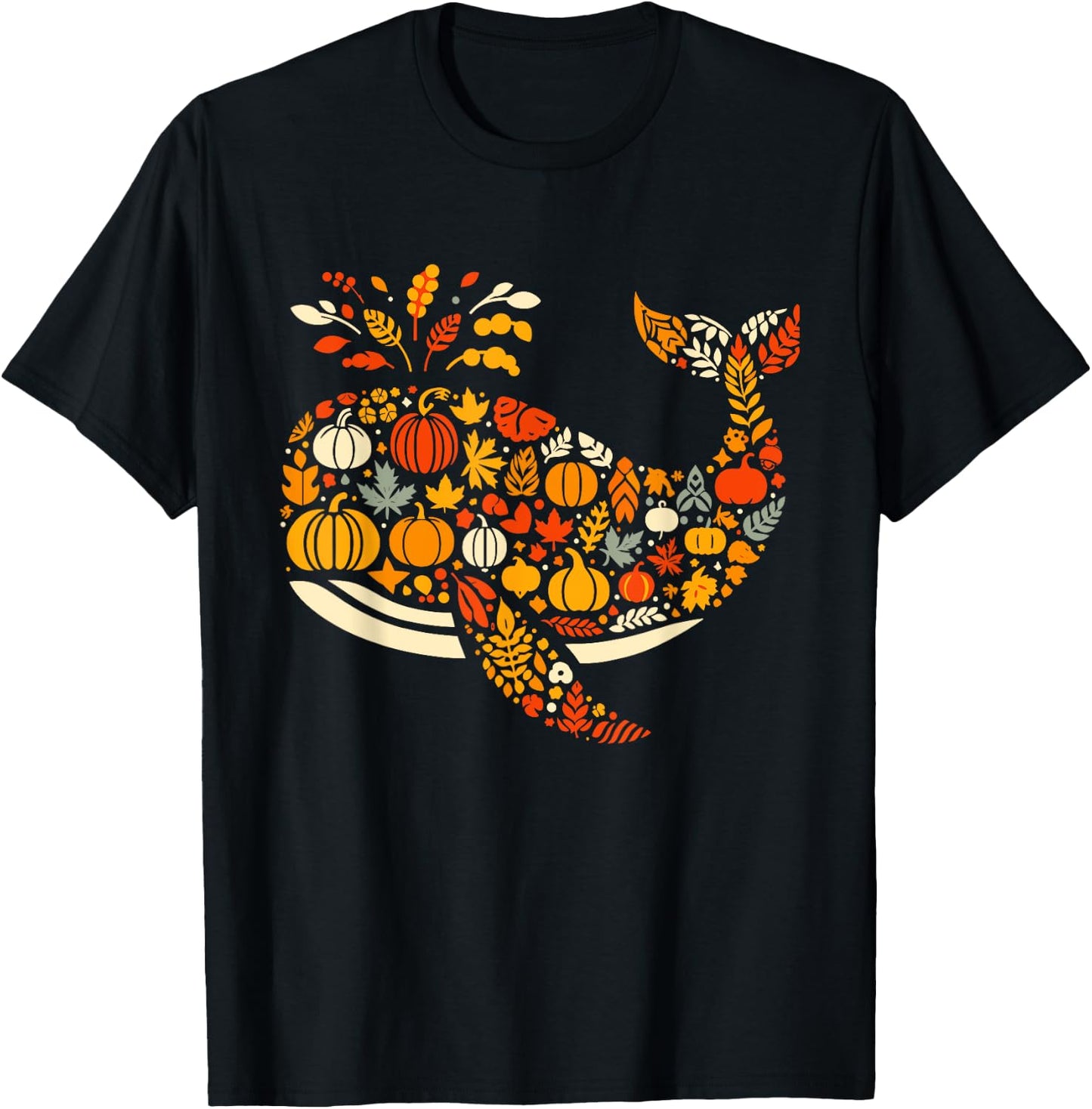 Autumn Pumpkin Fall Whale Thanksgiving Kids T-Shirt - T-Shirt | Black