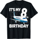 It's My 8th Birthday Airplane 8 year old Birthday Boy Girl T-Shirt - T-Shirt | Black
