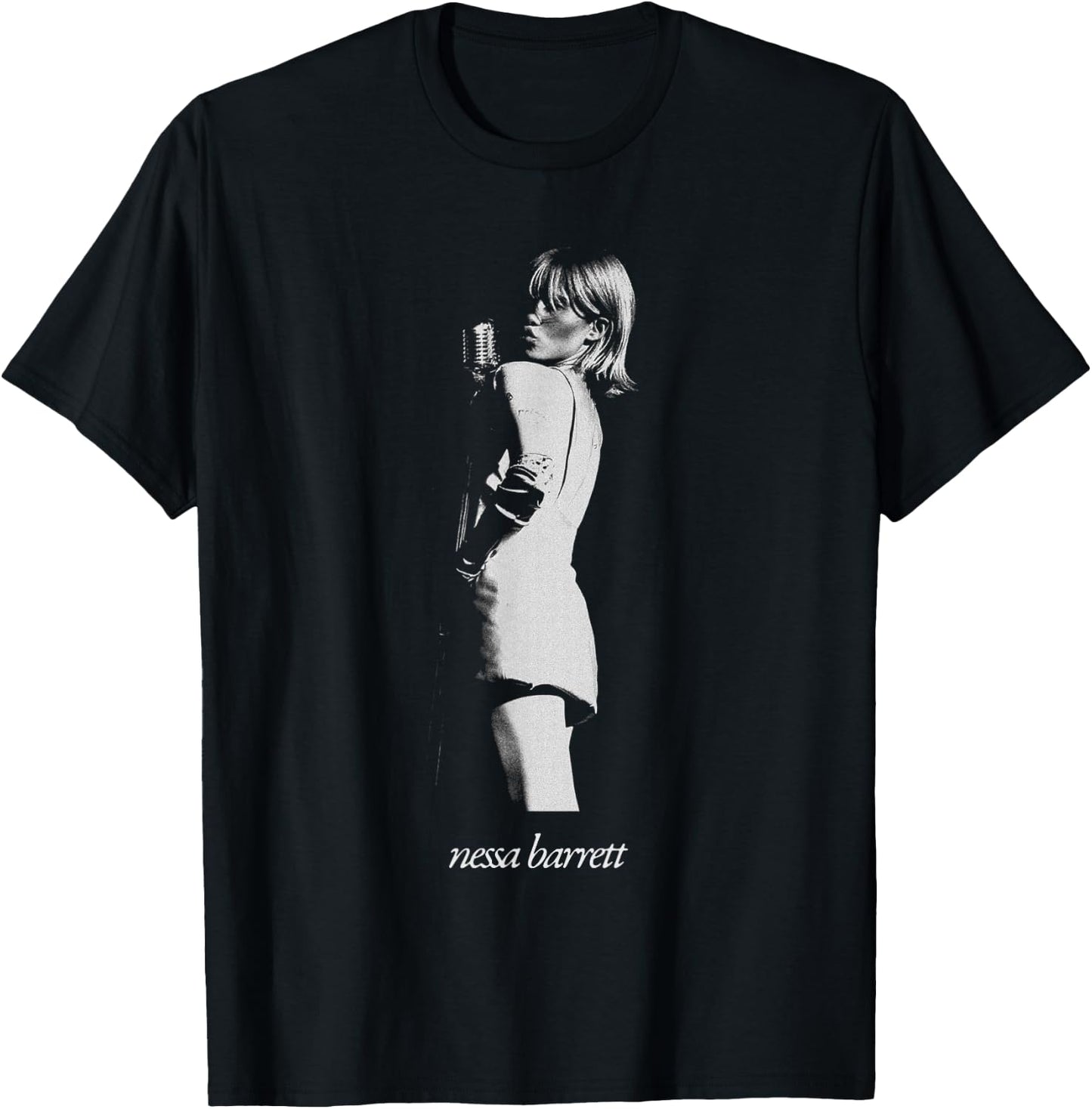 Nessa Barrett Microphone Pose , Small, Black T-Shirt - T-Shirt | Black